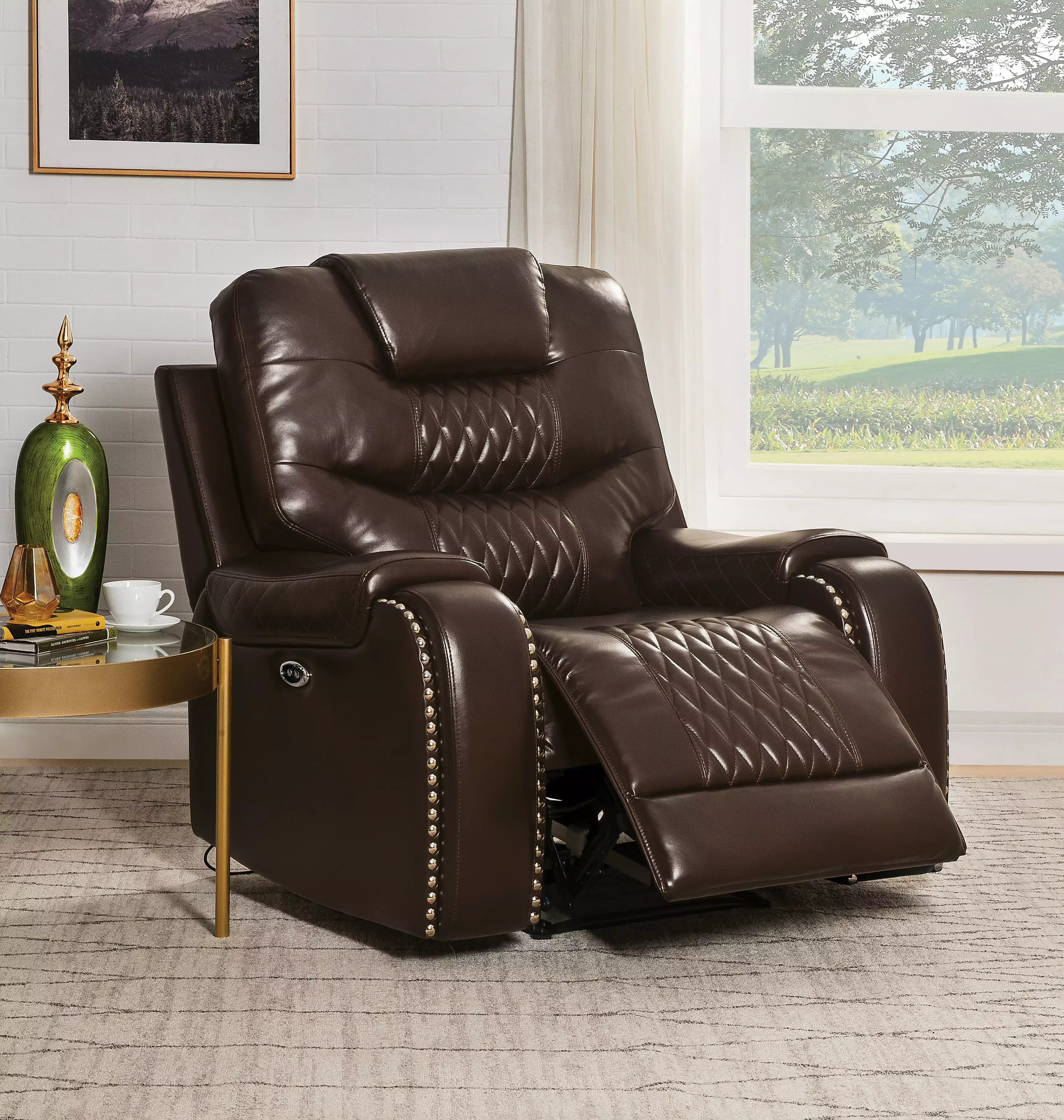 DeeHome ACME Braylon Power Motion Recliner Brown PU Leather 55418