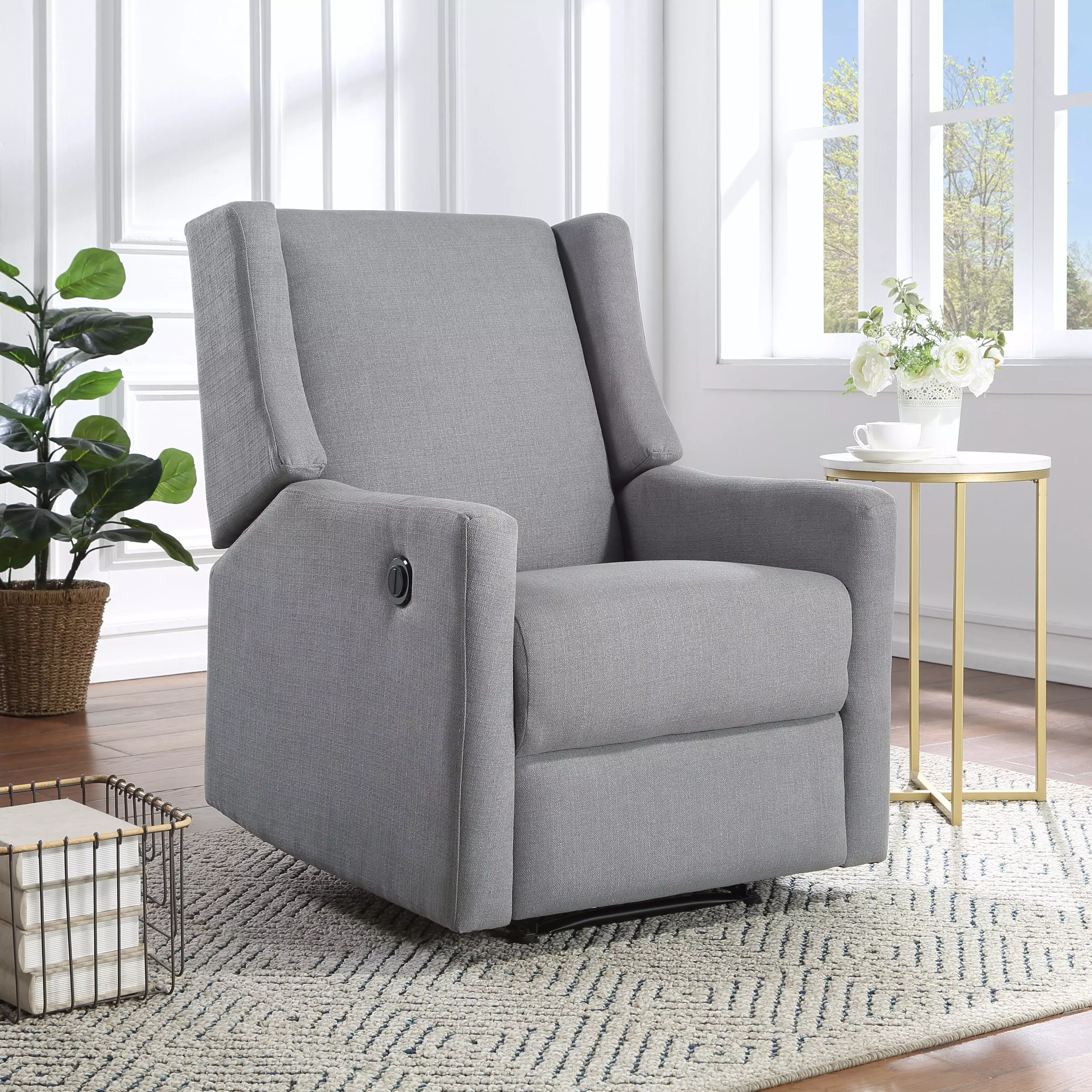 DeeHome Pronto Power Recliner Oyster Gray Fabric - Modern and Comfortable