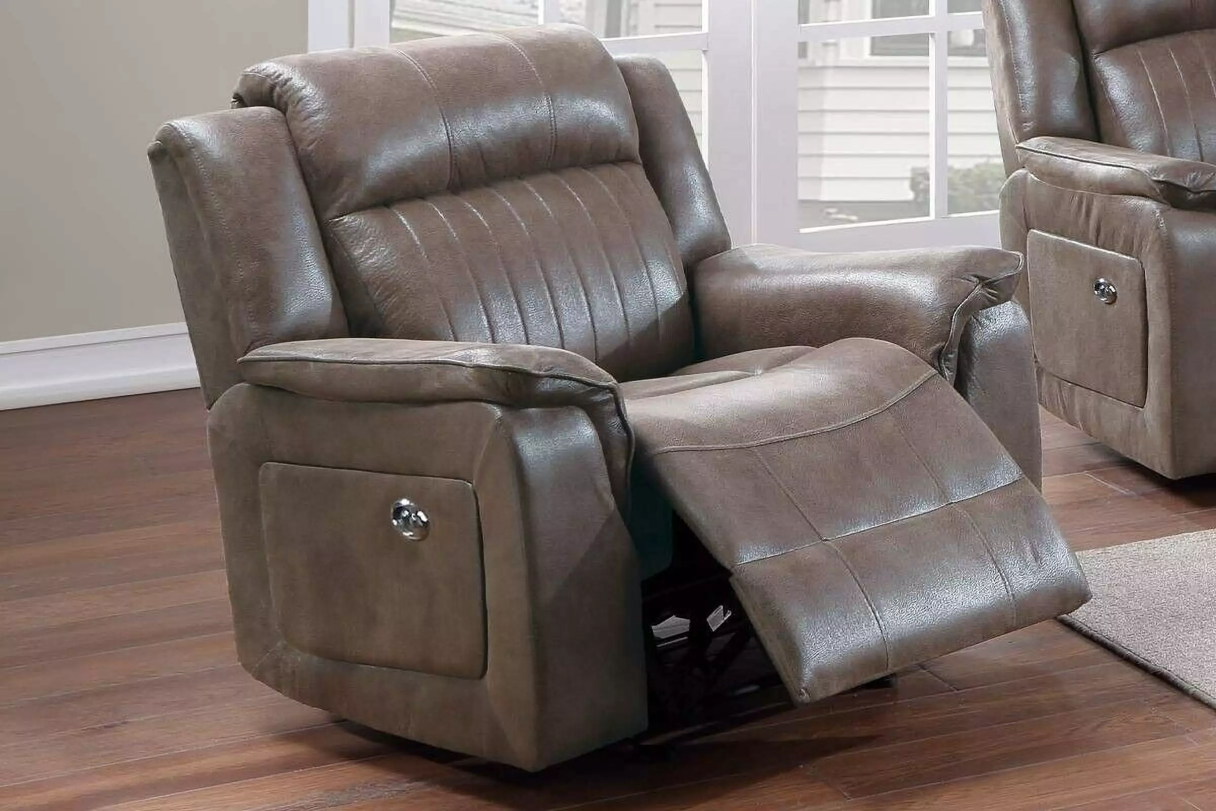 Power Motion Recliner Chair Modern Classic Dark Coffee Leatherette Esofastore