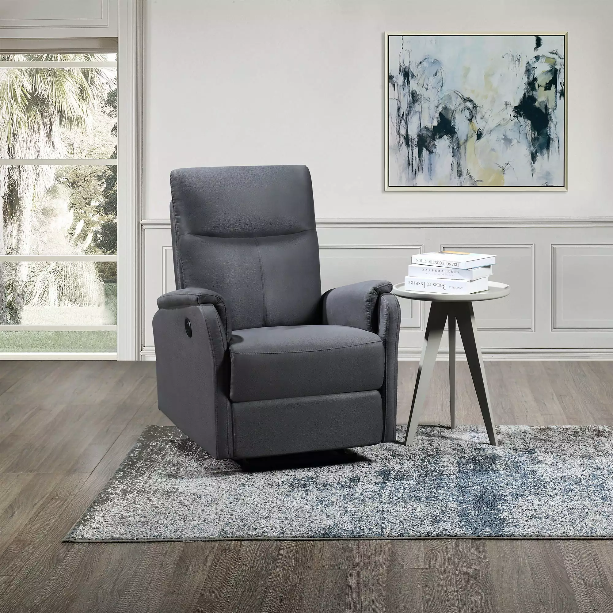 Brooks Power Recliner Chair USB Charge Port Gray Modern Design Go Green Woods