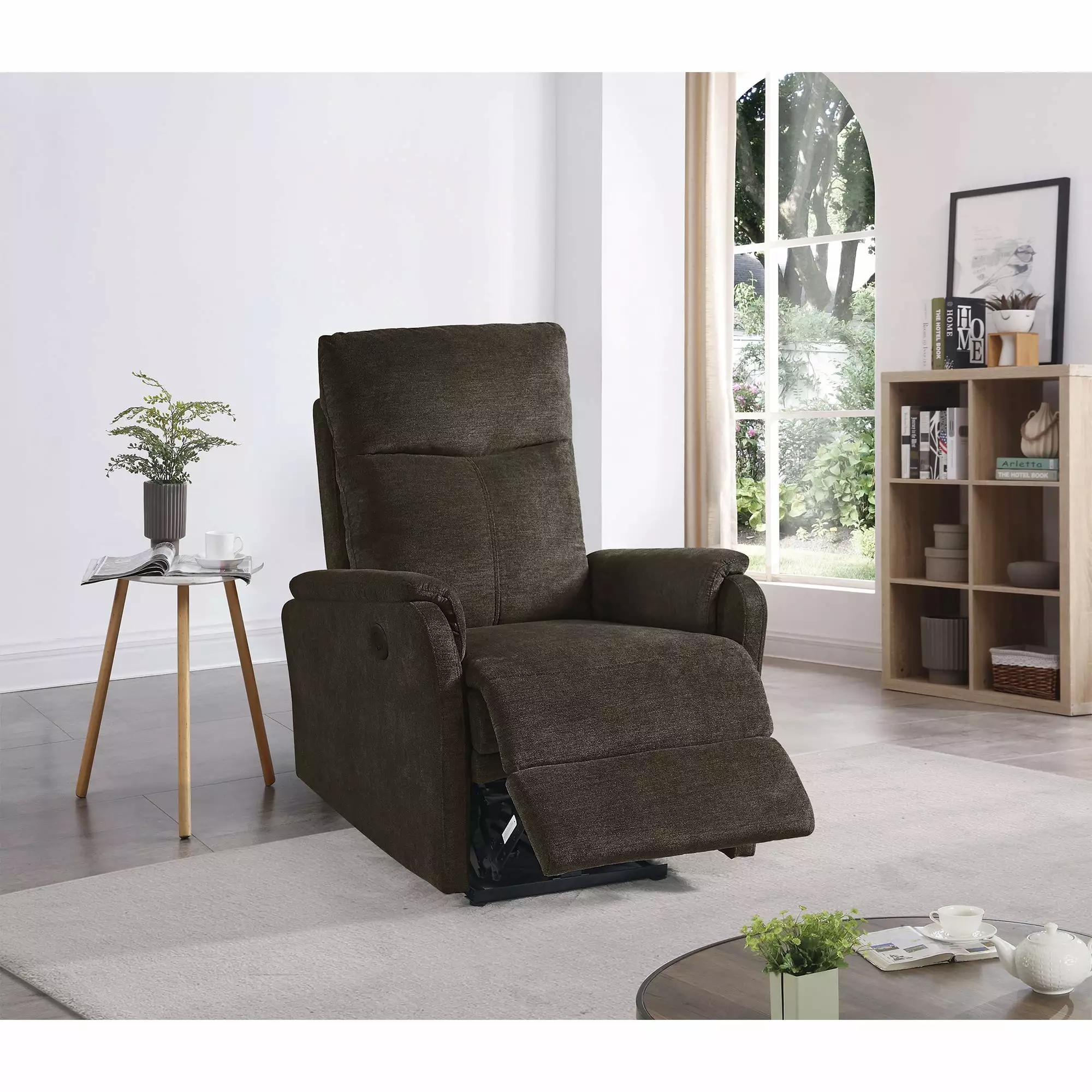 Brooks Power Recliner Chair USB Charge Port Dark Brown Luxury Design Go Green Woods
