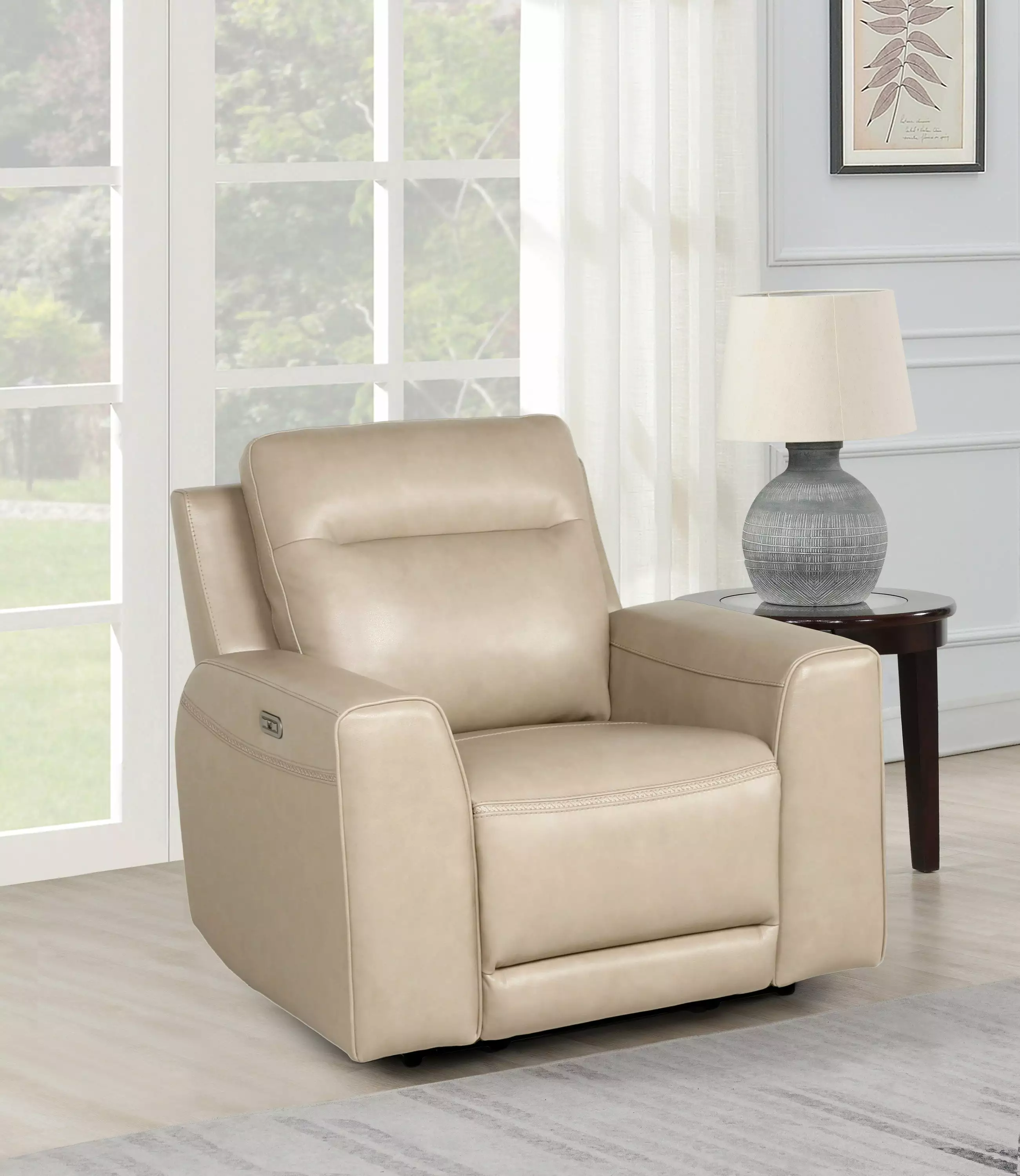 Elena Silhouette Leather Power Reclining Chair Tan Go Green Woods