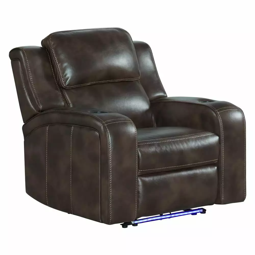 Intercon Furniture Silhouette Transitional Leather Dual-Power Recliner Coffee