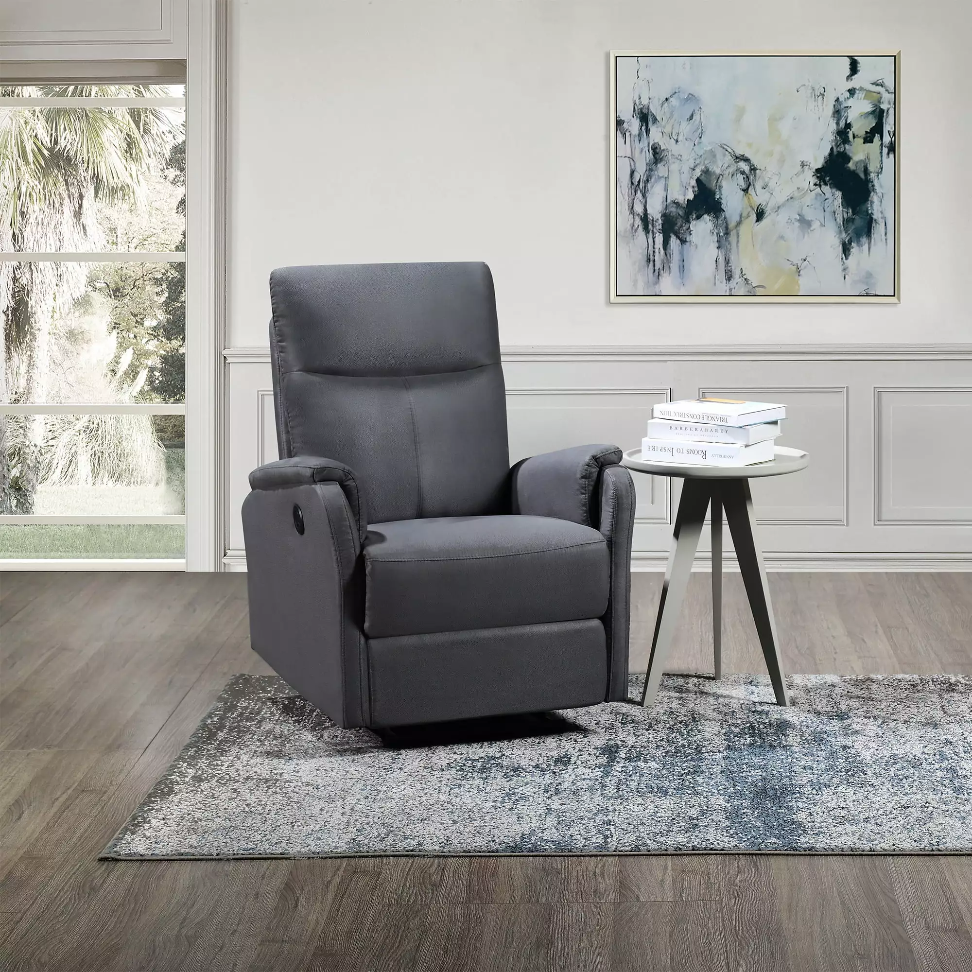 Grey Power Recliner Lounge Chair Living Room and Bedroom JUSTSHIK