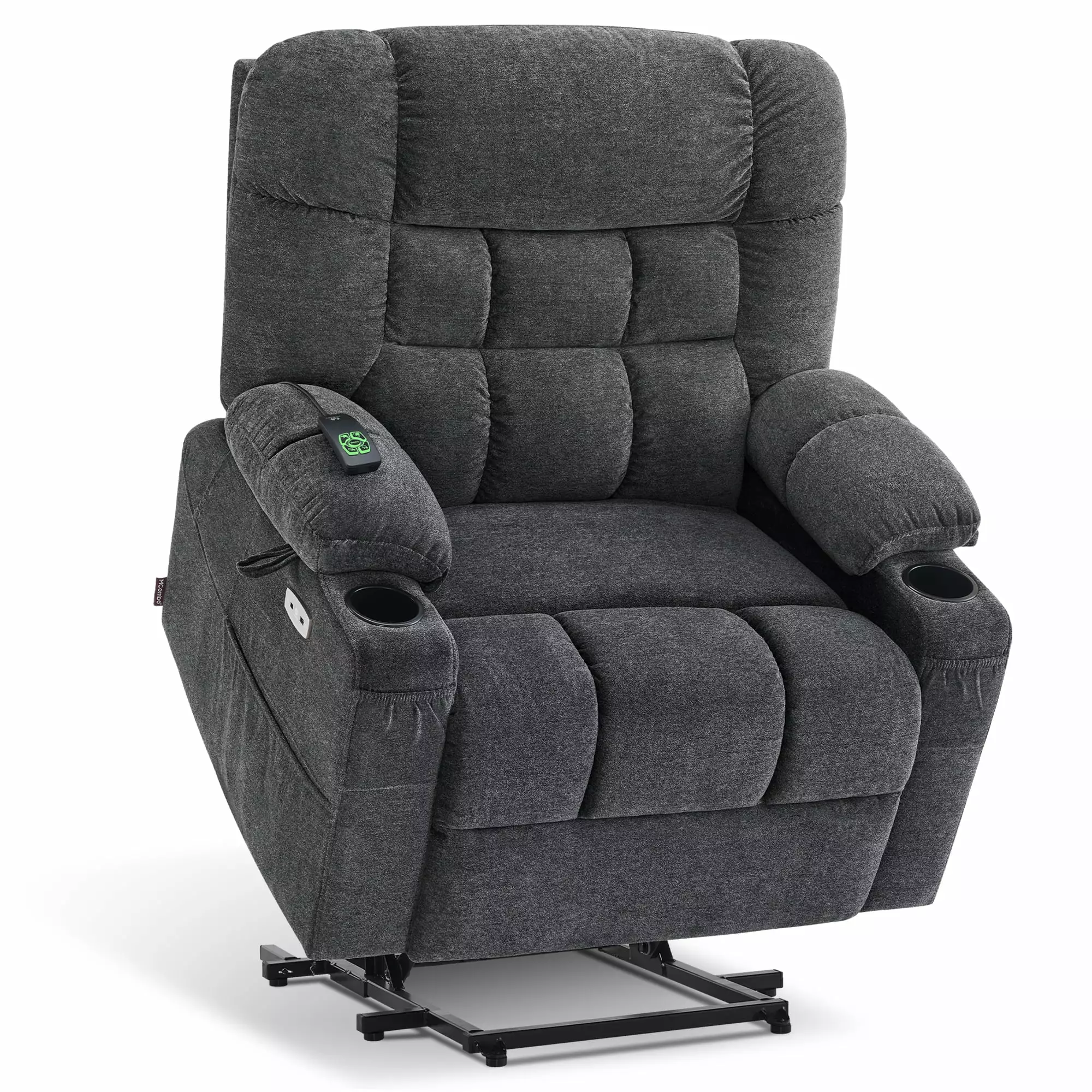 MCombo Dual Motor Power Lift Recliner Chair Massage and Heating Elderly - Dark Grey