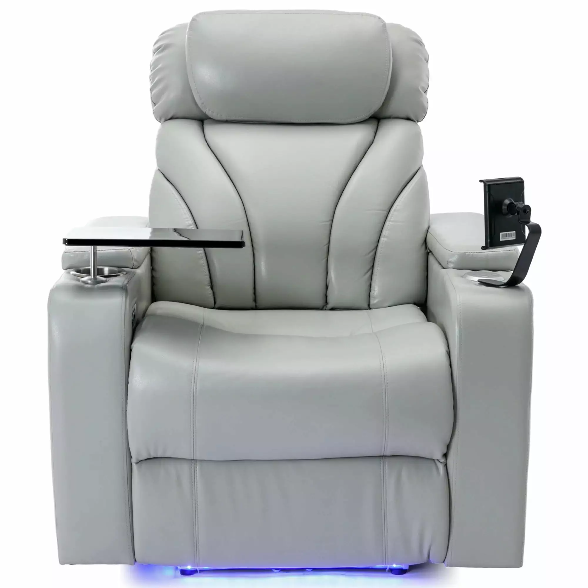 Power Motion Recliner USB Charging Port Hidden Arm Storage Home Theater Seating Light Grey