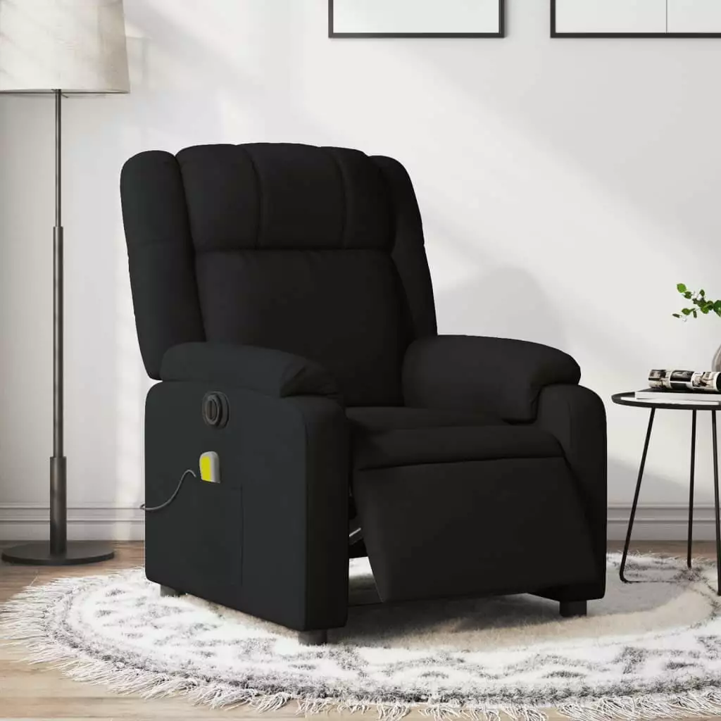 vidaXL Electric Massage Recliner Chair Black Fabric Power Lift Recliner