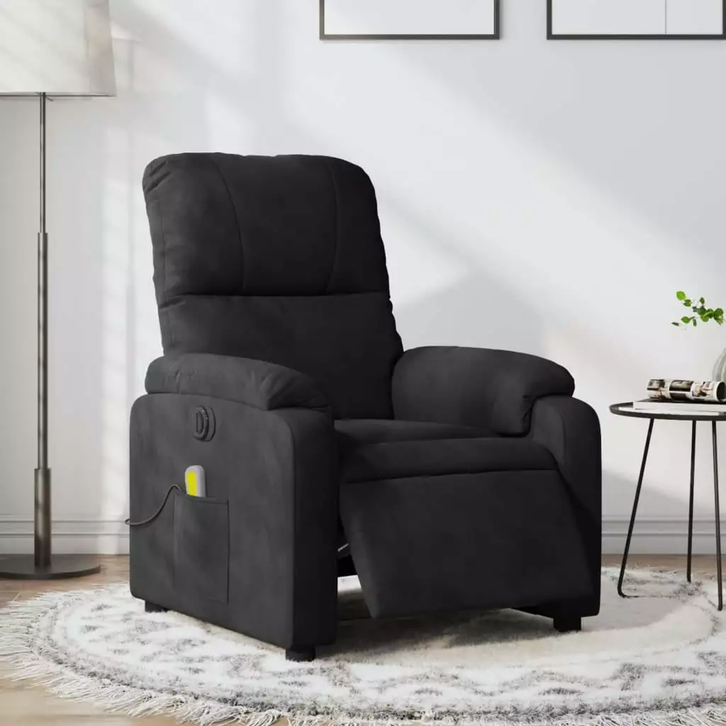 vidaXL Electric Massage Recliner Chair Black Microfiber Fabric Power Lift Recliner