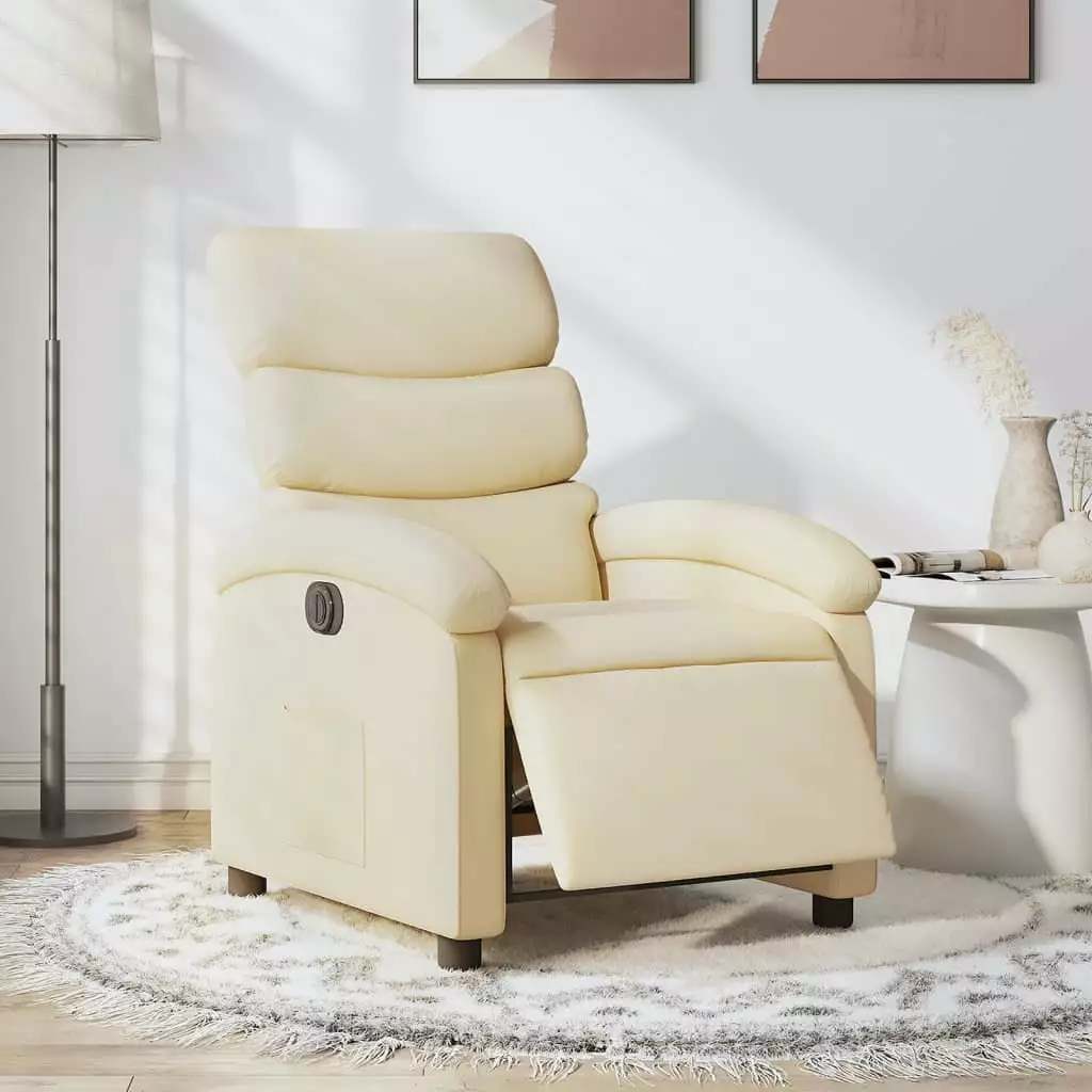 vidaXL Electric Recliner Chair Cream Fabric Living Room