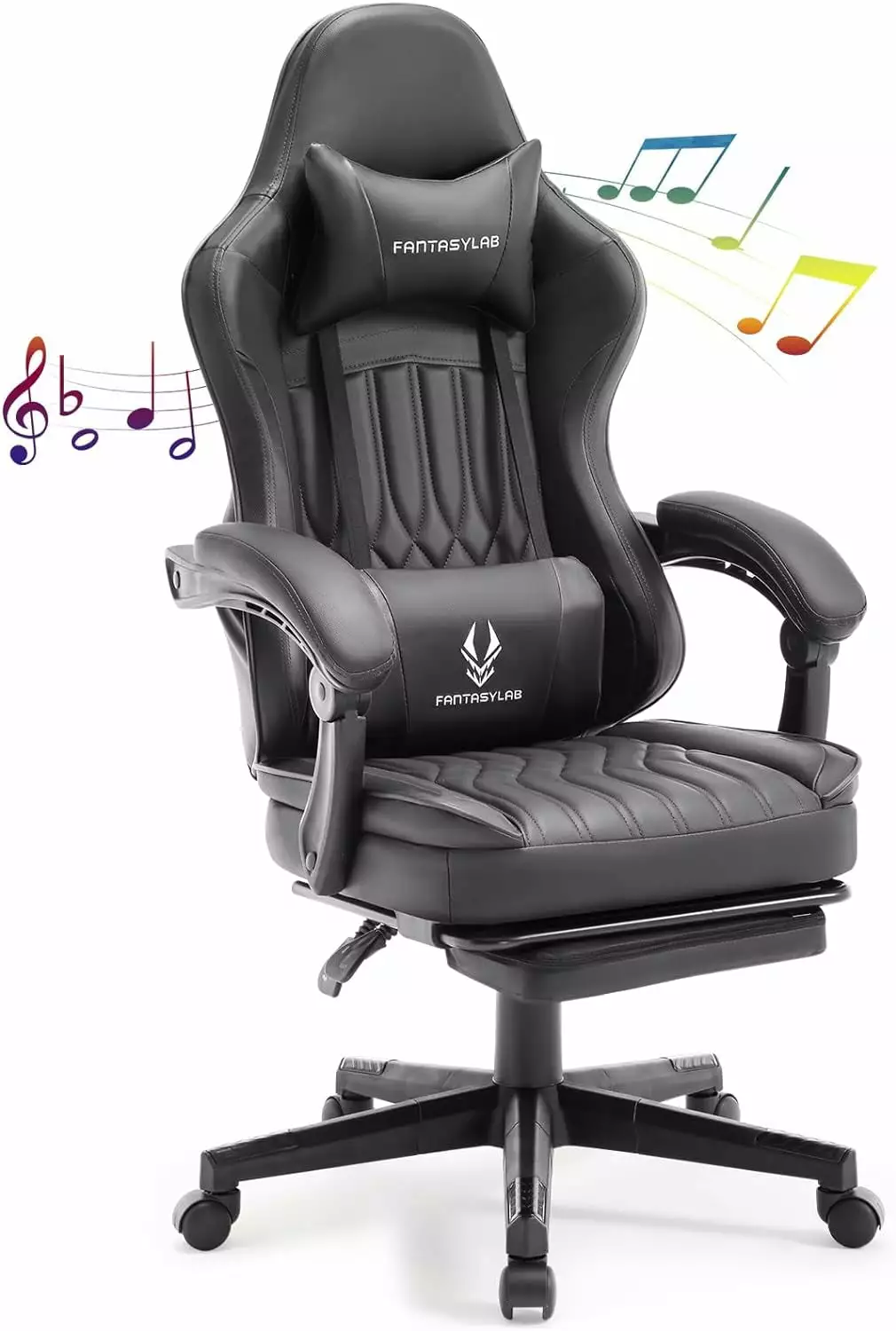 Gaming Chair Speakers High Back Computer Chair Footrest Lumbar Support Headrest Big Tall Gamer Chairs Heavy Duty Base Link...