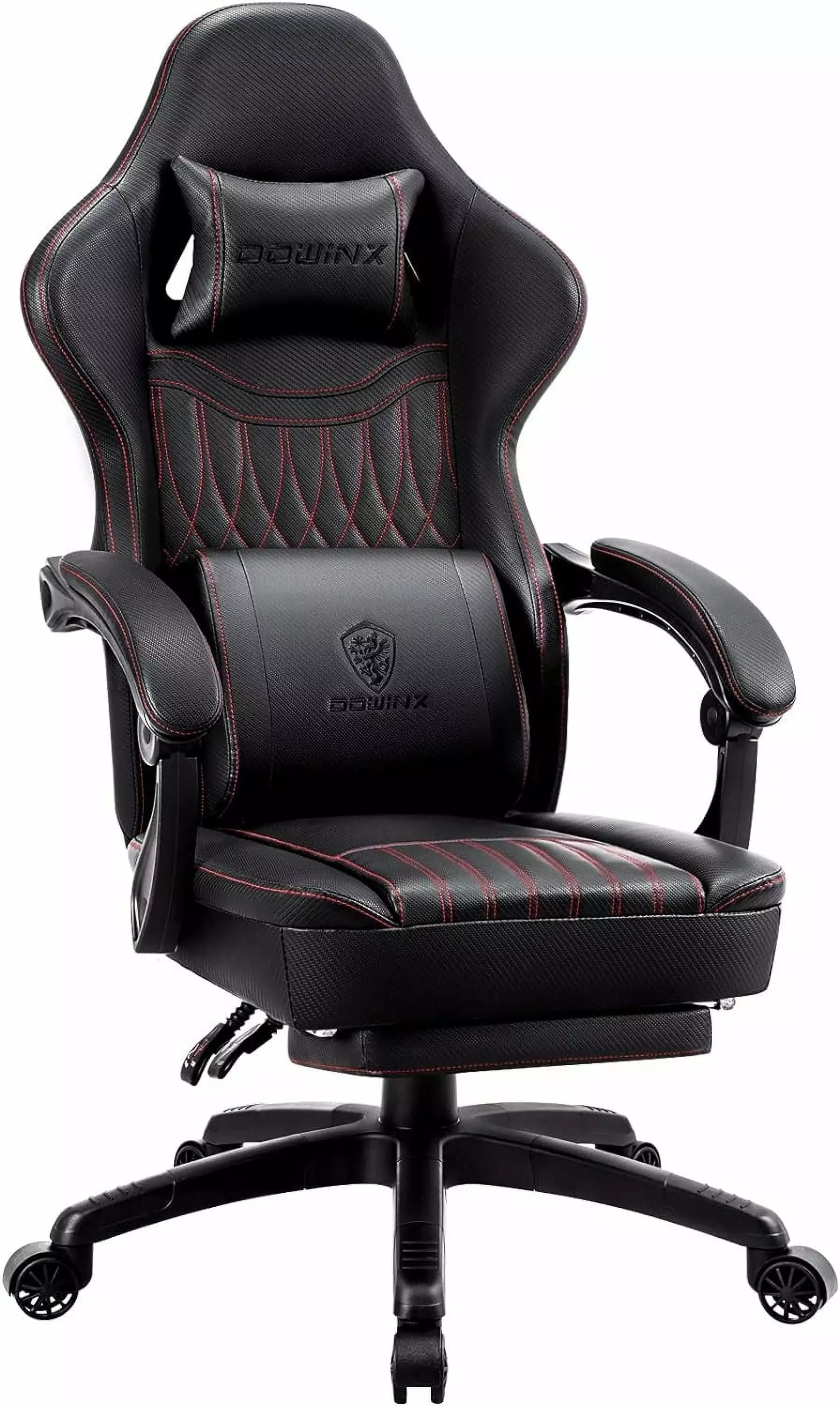 FJU Gaming Chair Breathable PU Leather Pocket Spring Cushion and Massage Lumbar Support