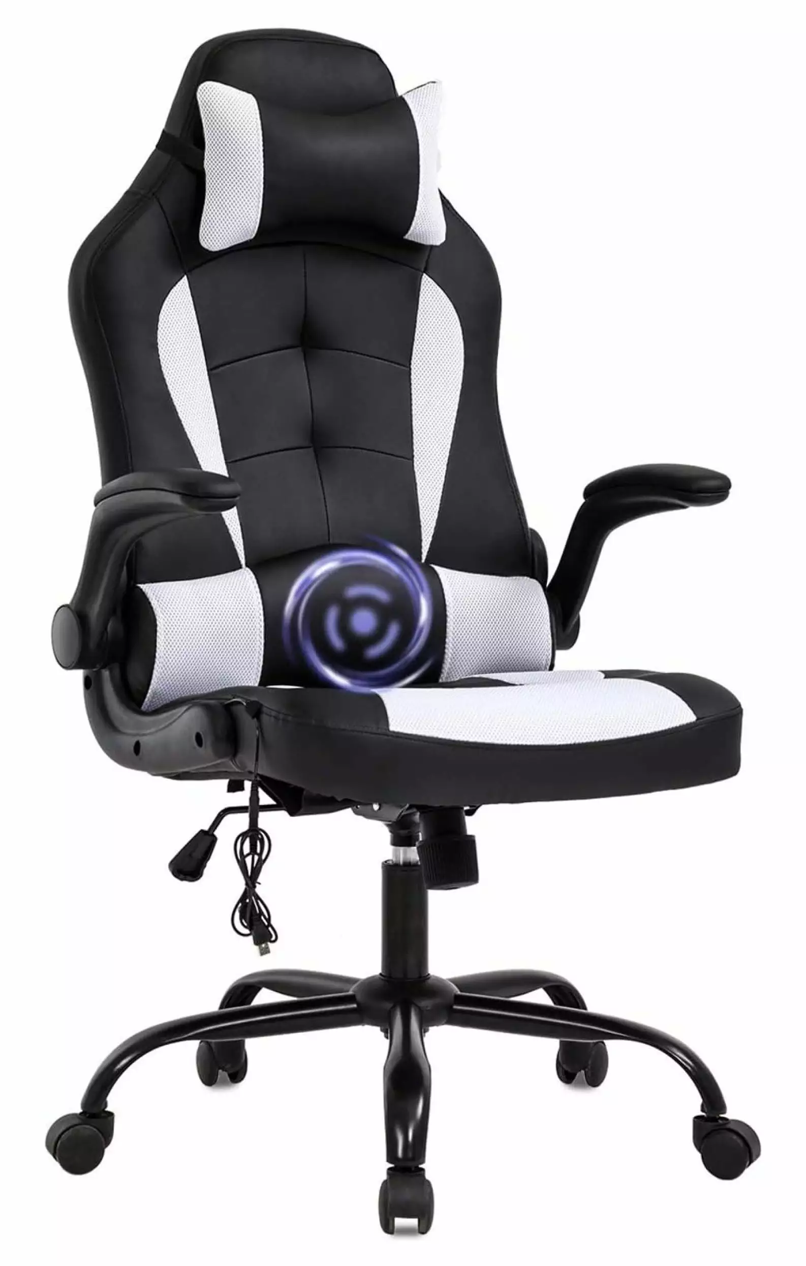 PC Gaming Chair Massage Function and Lumbar Support - Ergonomic Racing Heavy Duty Office Chair Adjustable Arms and Headres...