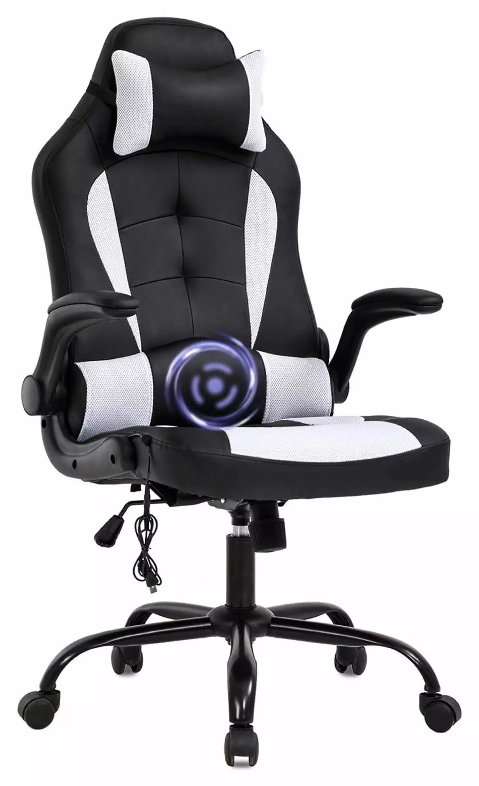 PC Gaming Chair Massage Function and Lumbar Support - Ergonomic Racing Heavy Duty Office Chair Adjustable Arms and Headres...