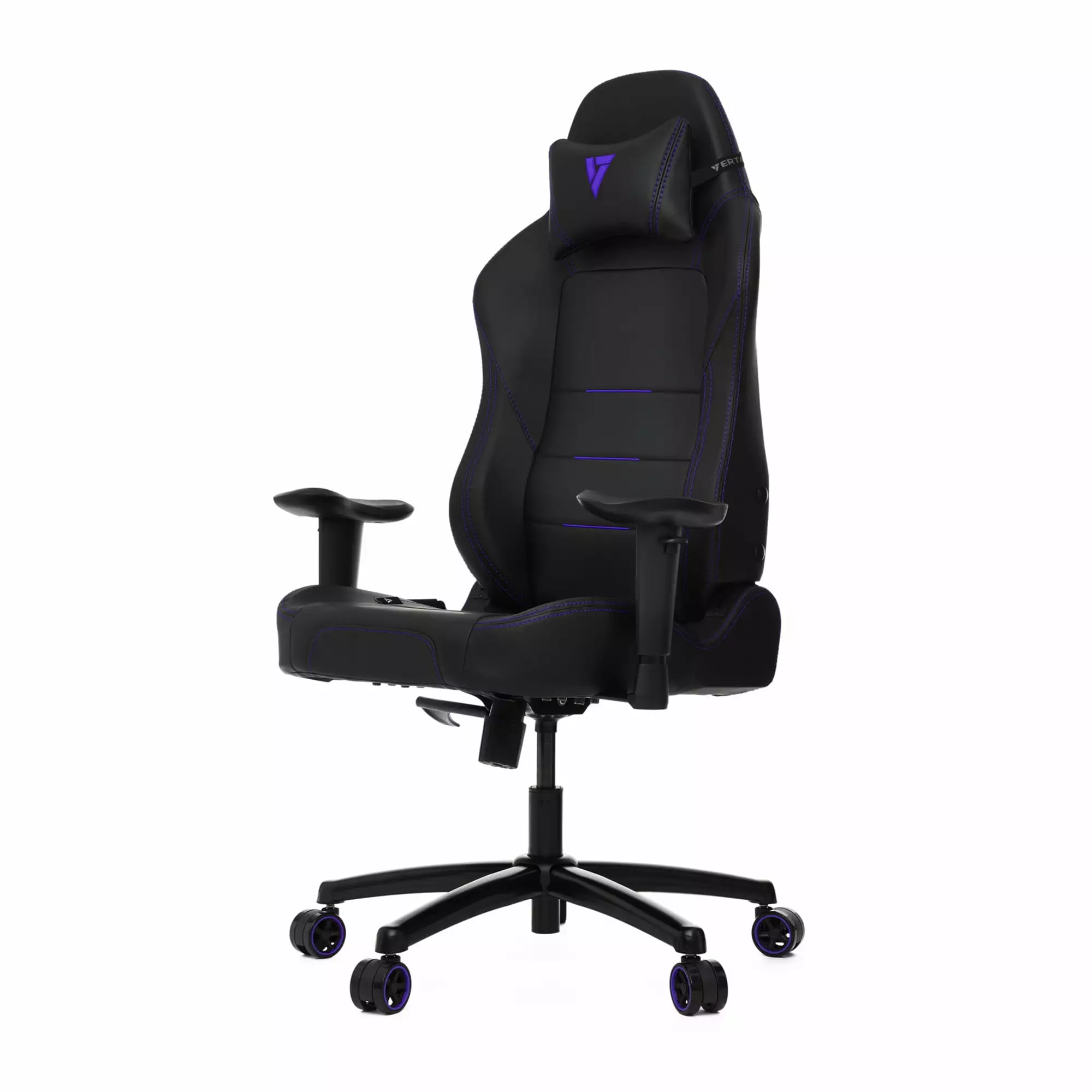 Vertagear Racing P-Line PL1000 Gaming Chair Ergonomic Armrests T-Shaped Tilt Swivel Metal PUC Faux Leather Purple Carbon B...