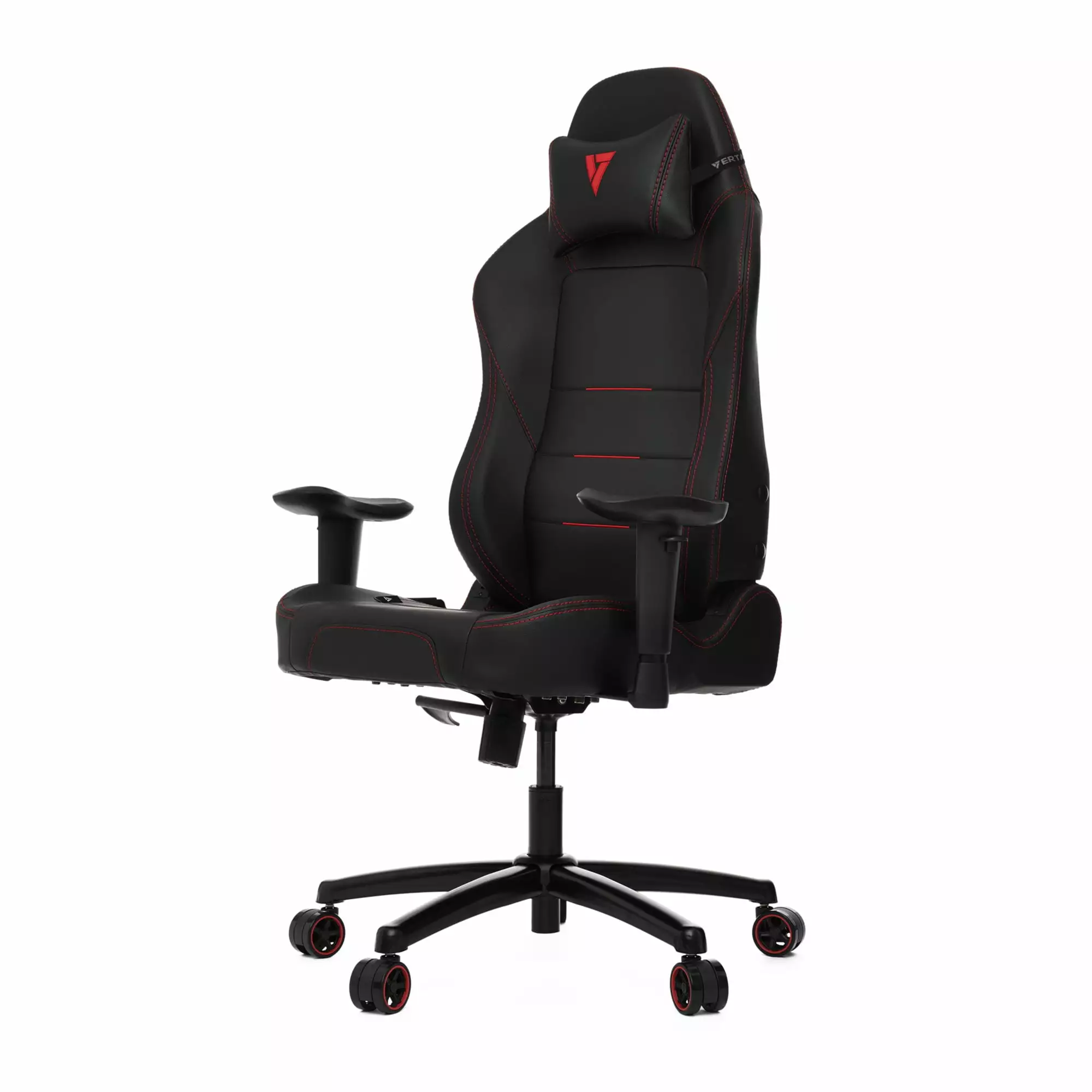 Vertagear Racing P-Line PL1000 Gaming Chair Ergonomic Armrests T-Shaped Tilt Swivel Metal PUC Faux Leather Red Carbon Black