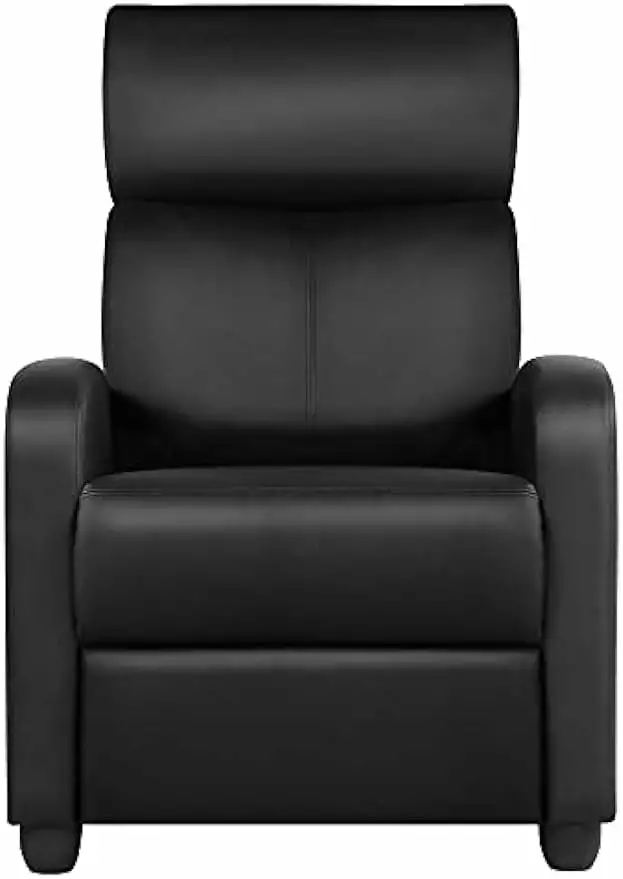 PU Leather Recliner Chair Pocket Spring Home Theater Seating - Black Modern Sofa BENTEN