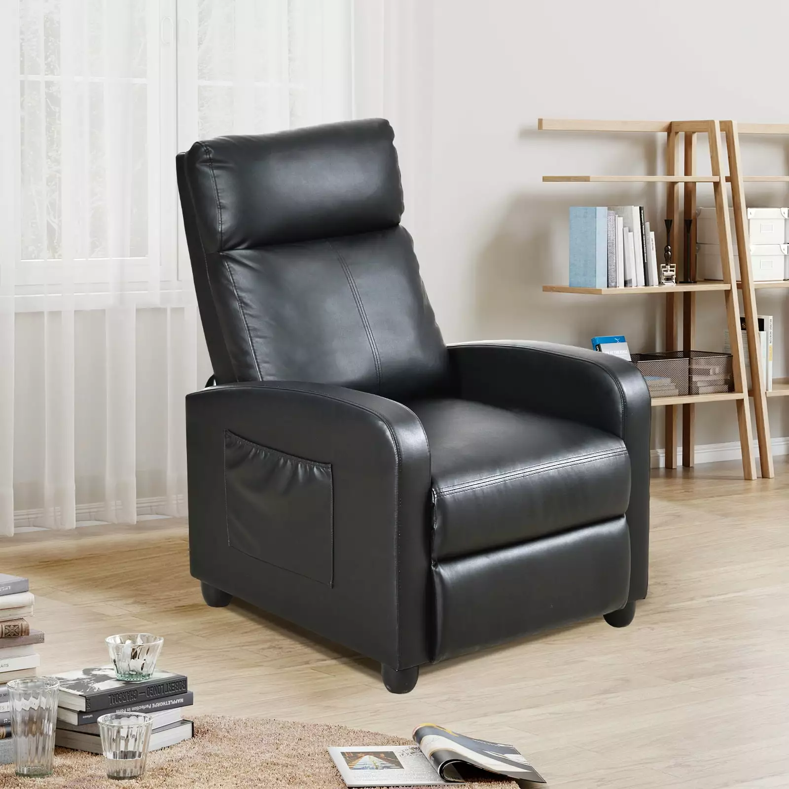 Deiokin Recliner Chair PU Leather Recliner Sofa Lumbar Support