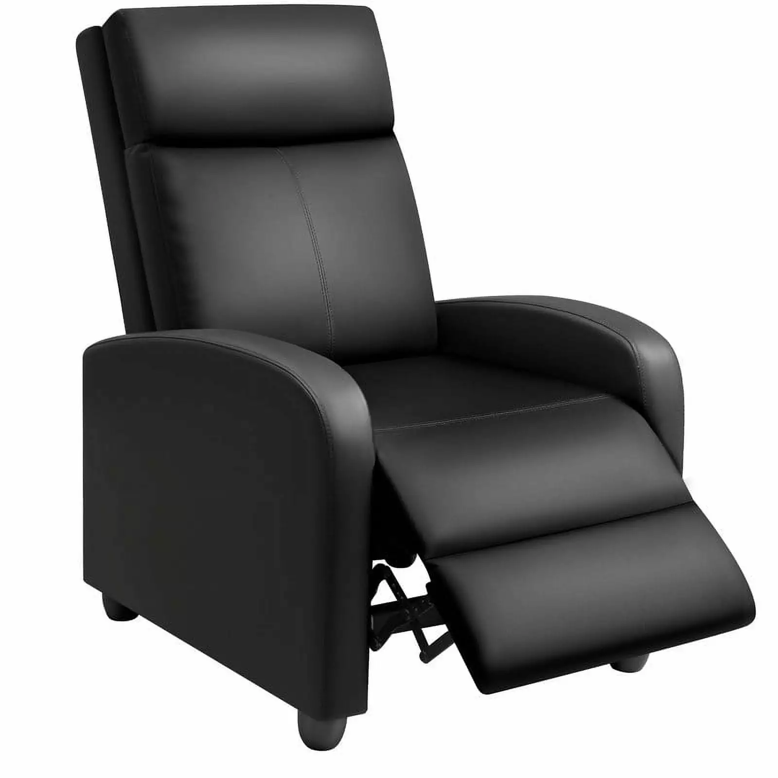 Modern PU Leather Recliner Chair Adults Adjustable Footrest - Black Home Theater Seating Generic