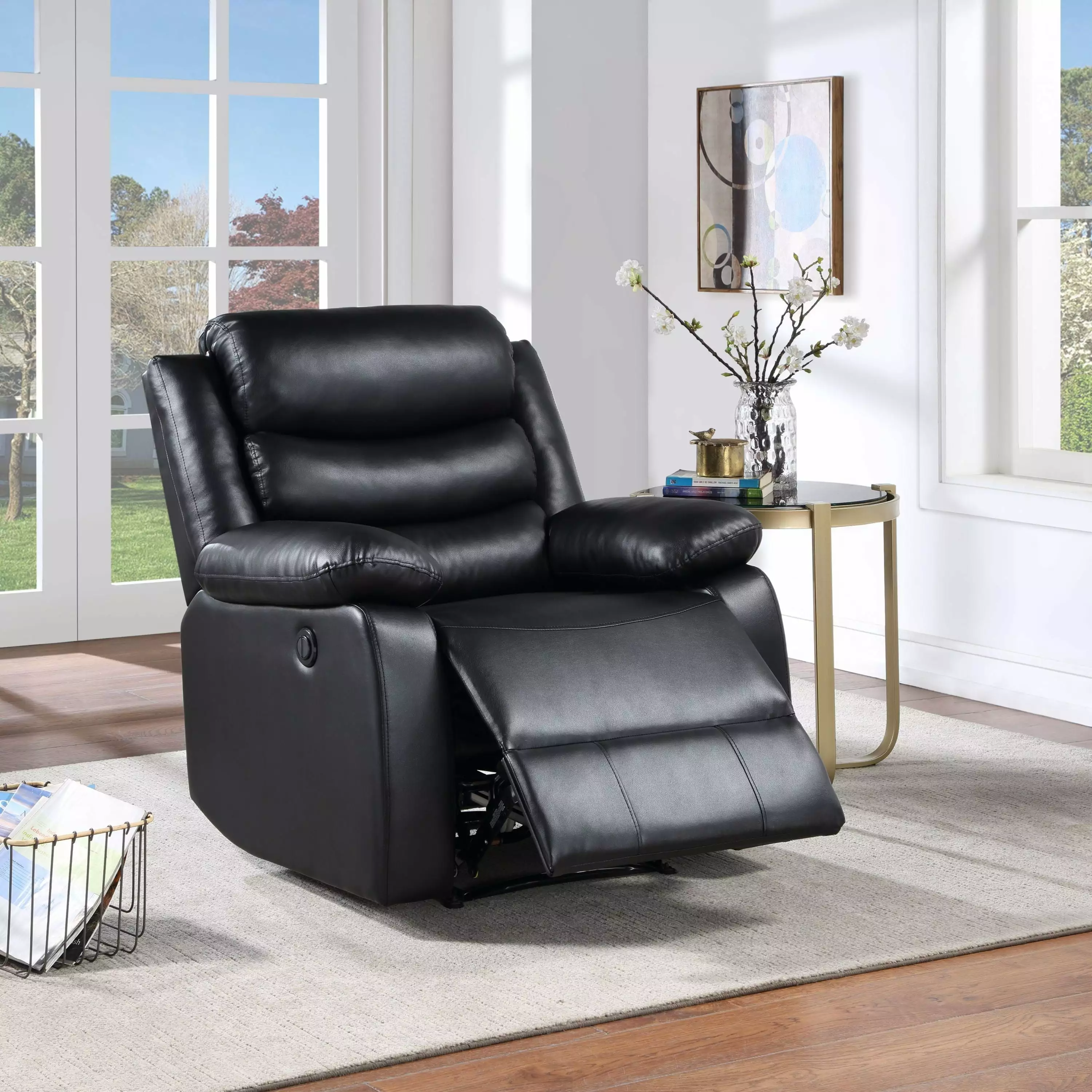 Eilbra Power PU Recliner Chair Black Modern Design Go Green Woods
