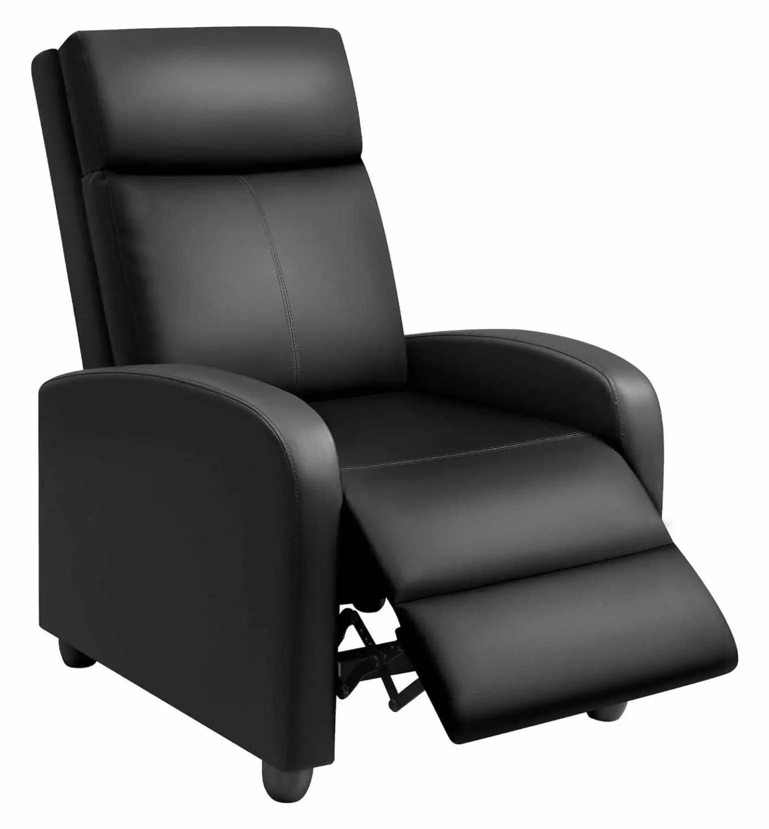 ZHAOTONG Modern PU Leather Recliner Chair Adjustable Footrest - Black Living Room Furniture