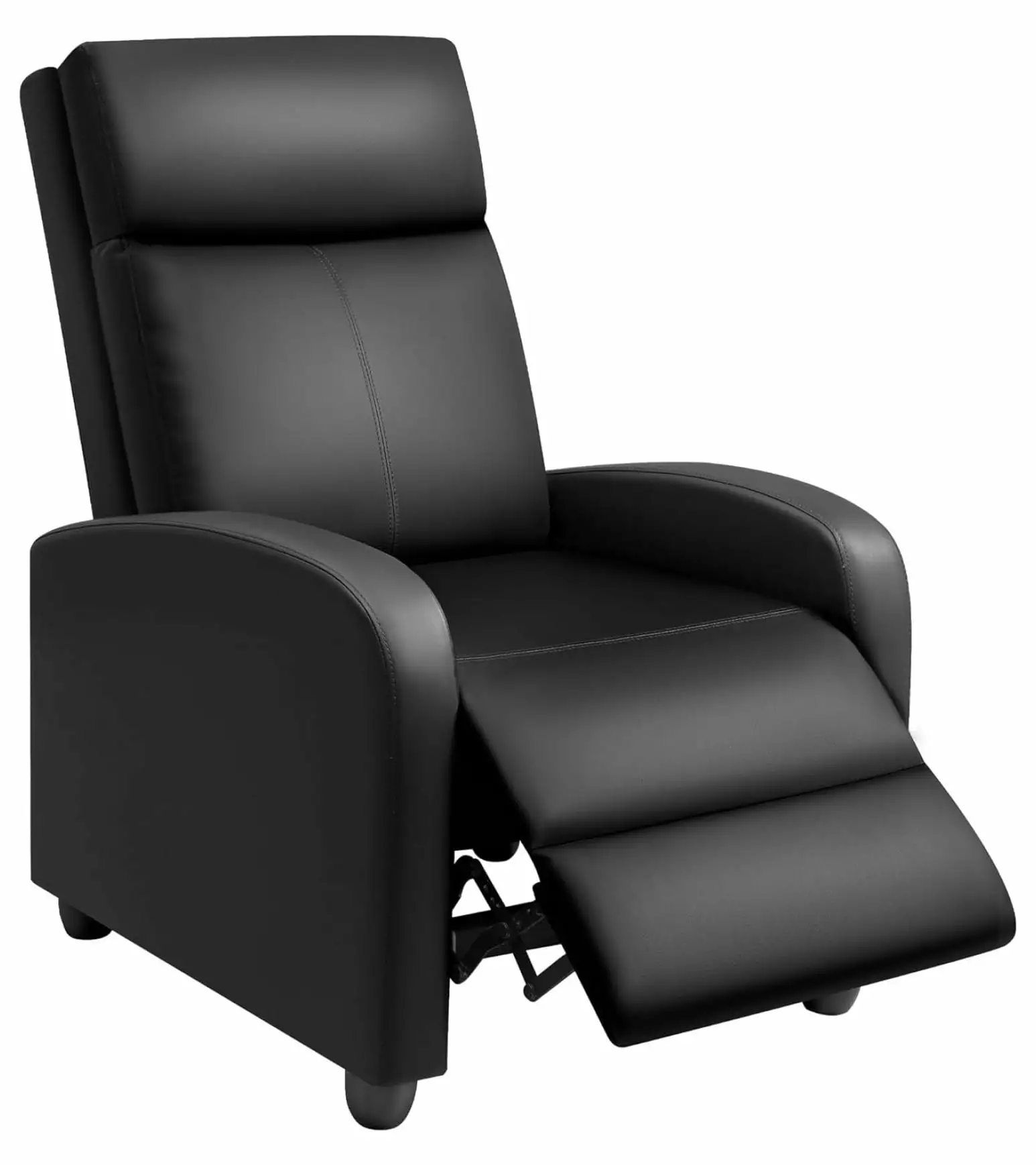 ZJINJIN Modern PU Leather Recliner Chair Adjustable Footrest - Black Home Theater Seating