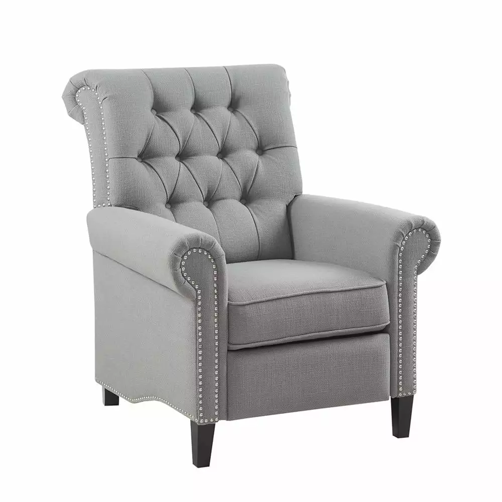 Button-Tufted Grey Push Back Recliner Belen Kox