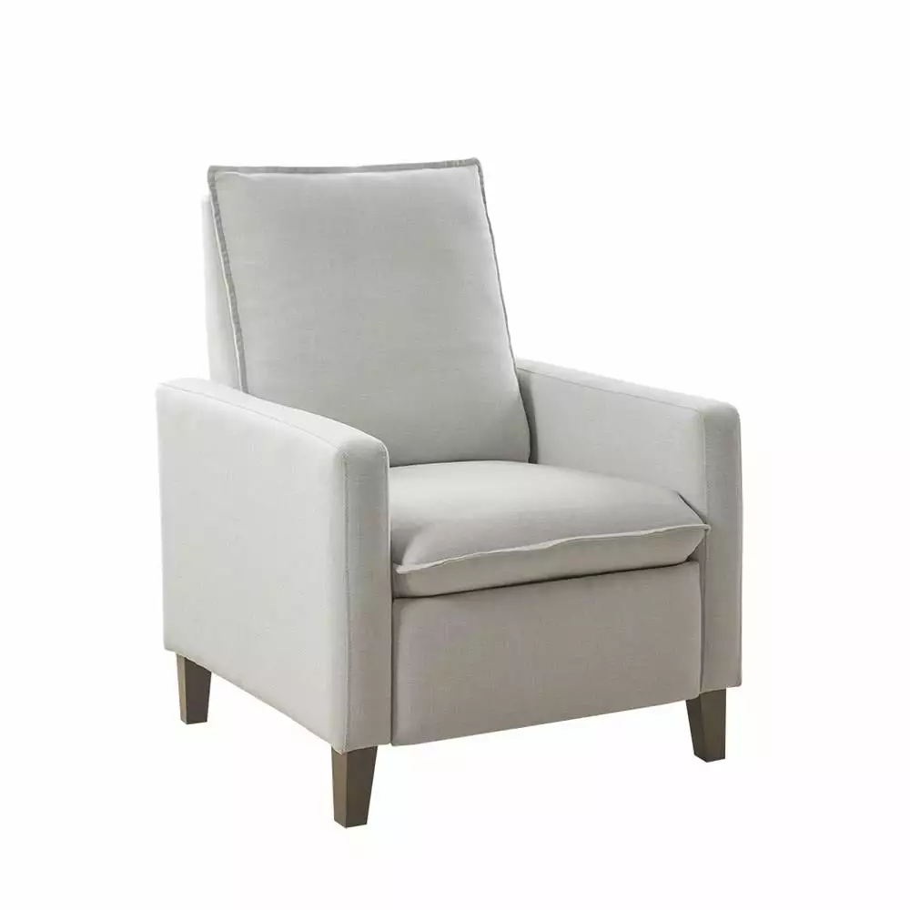 Upholstered Manual Push Back Recliner Ivory Belen Kox Comfortable Living Room Chair