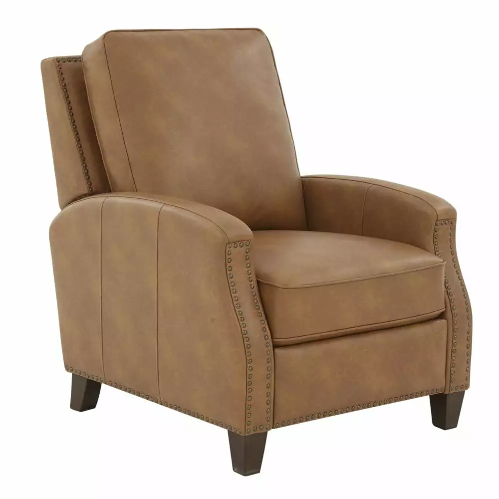 Comfort Pointe James Saddle Brown Faux Leather Push Back Recliner Home