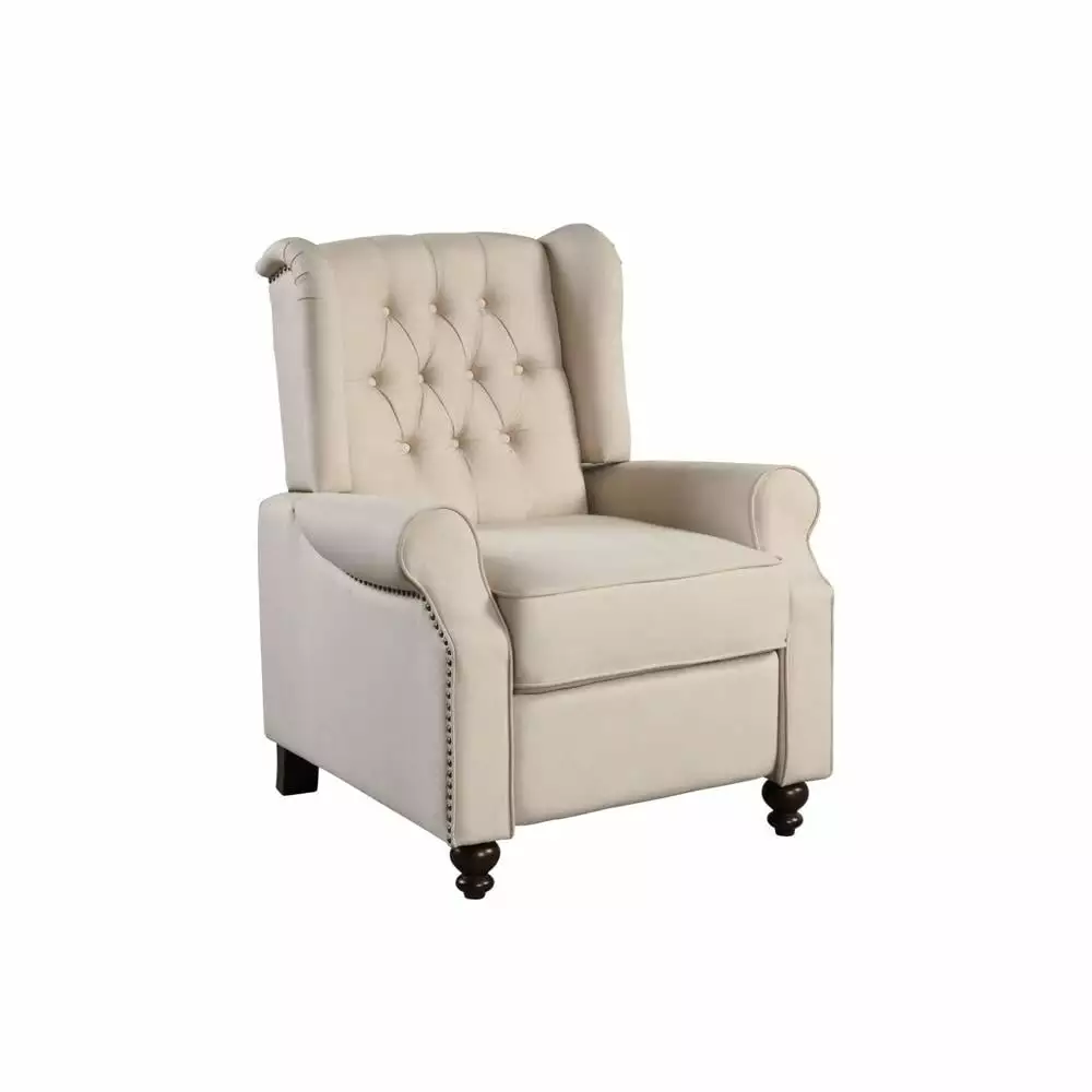 Contemporary Push Back Fabric Recliner Beige Modern Living Room Creative Images International