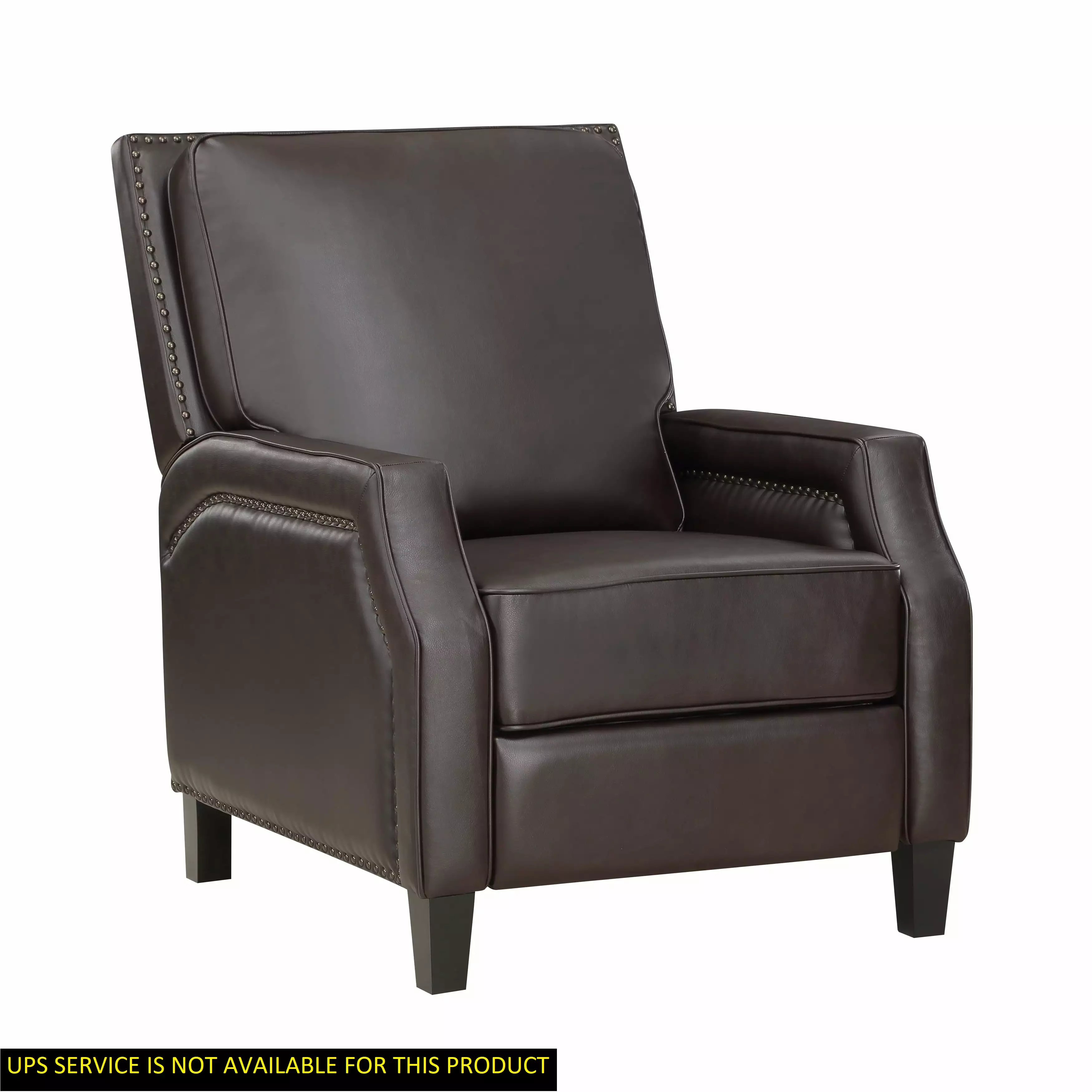 DeeHome Dark Brown Push Back Reclining Chair Solid Wood Frame and Cushion Seat Modern Living Room