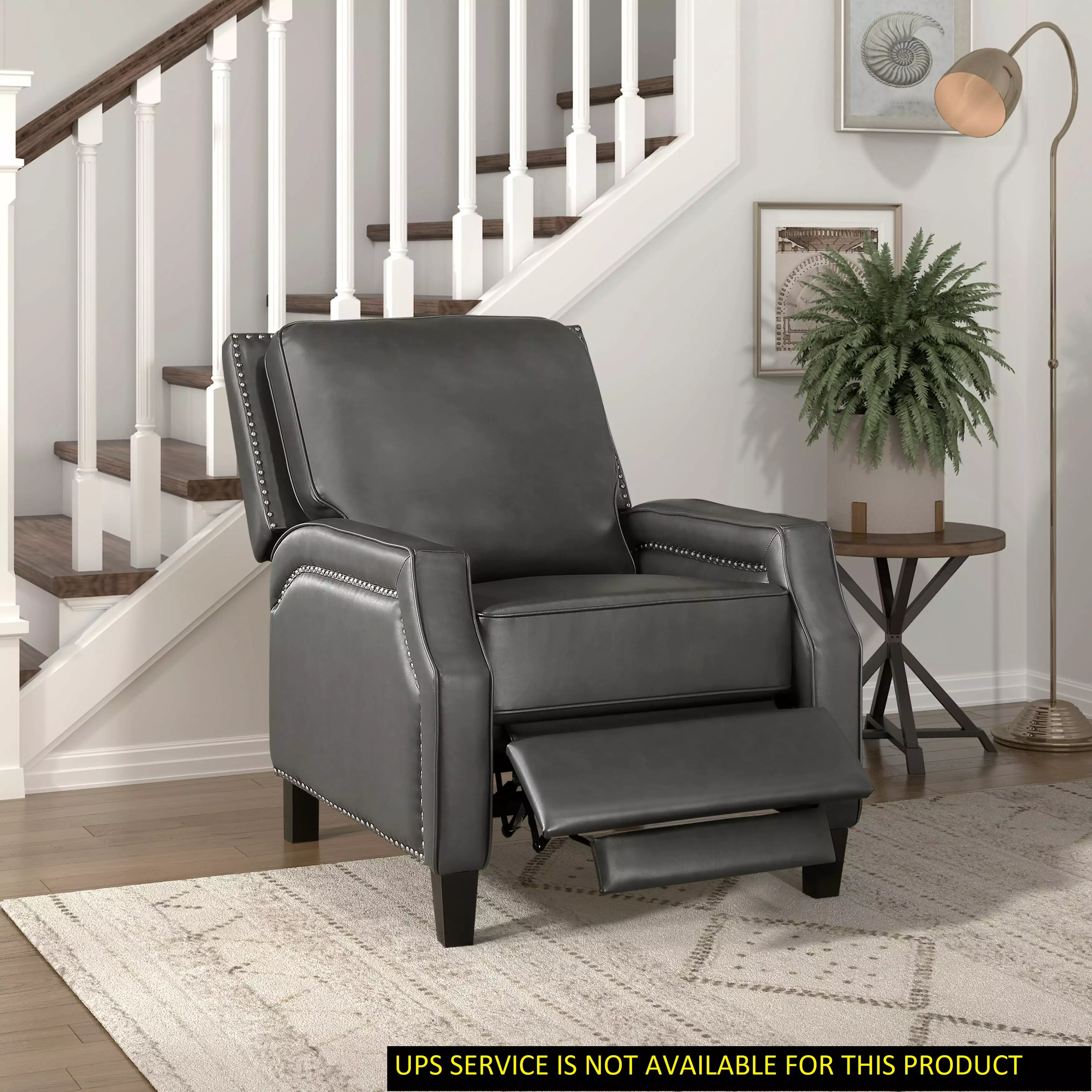 DeeHome Grey Push Back Reclining Chair Transitional Style Cushion Seat Modern Living Room