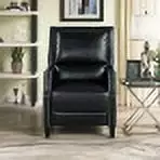 EEPHO Push Back Recliner Brass Nail Arms Black