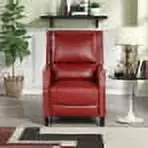 EEPHO Push Back Recliner Brass Nail Arms Red