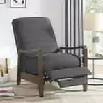 EEPHO Push Back Recliner Wooden Arms - Grey Reclining Chair