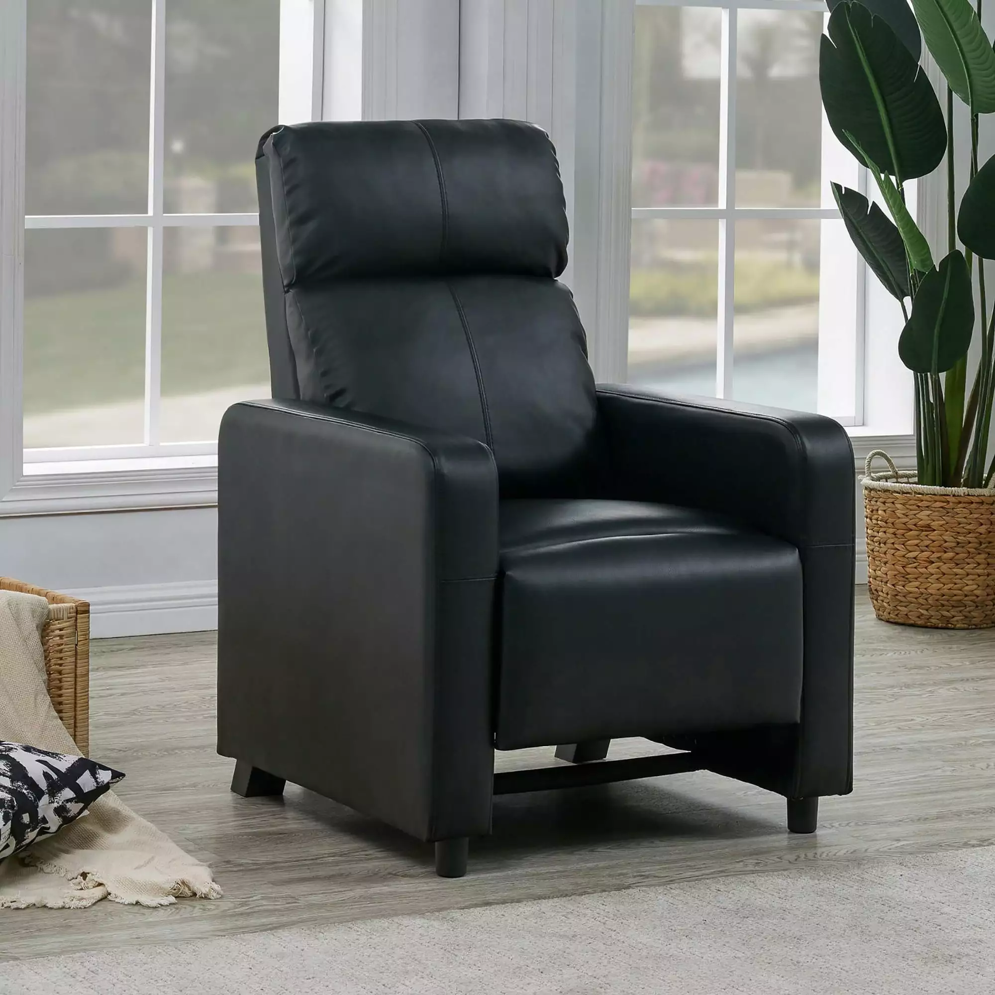 Austin Push-Back Recliner Black Living Room Go Green Woods