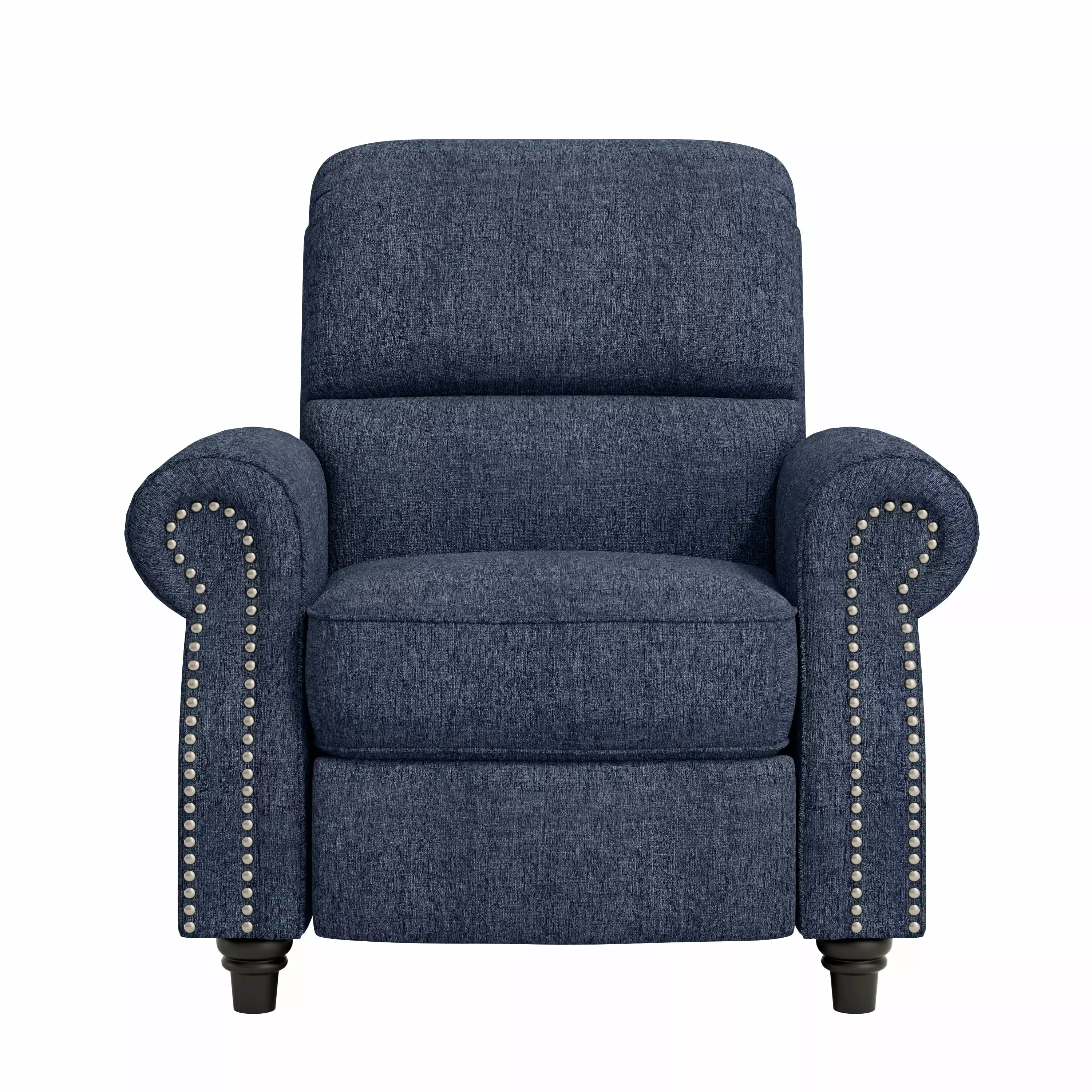 Homesvale Cari Push Back Recliner Chair Nailheads Denim Blue