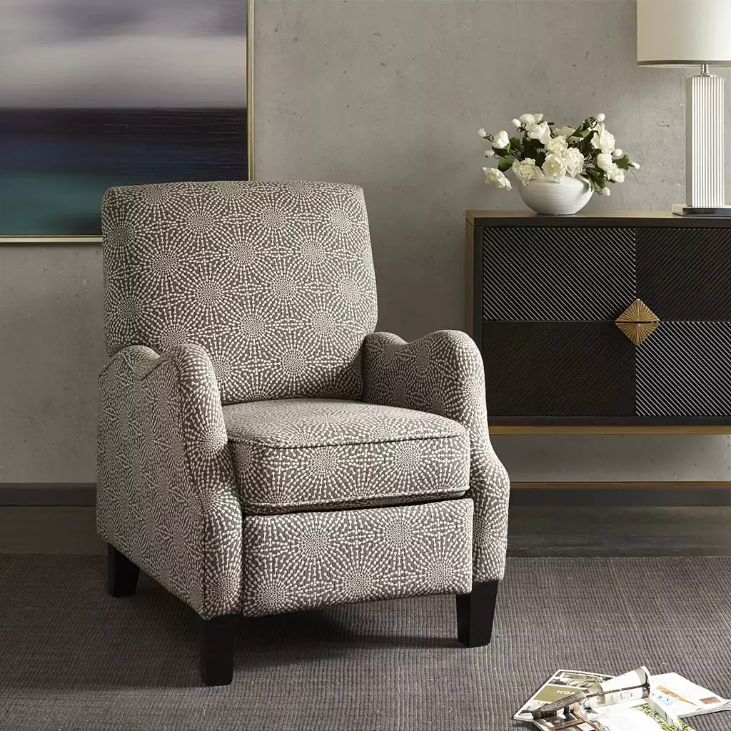 Push Back Recliner Beige Multi Polyester - Simple Comfort Chair Jamini