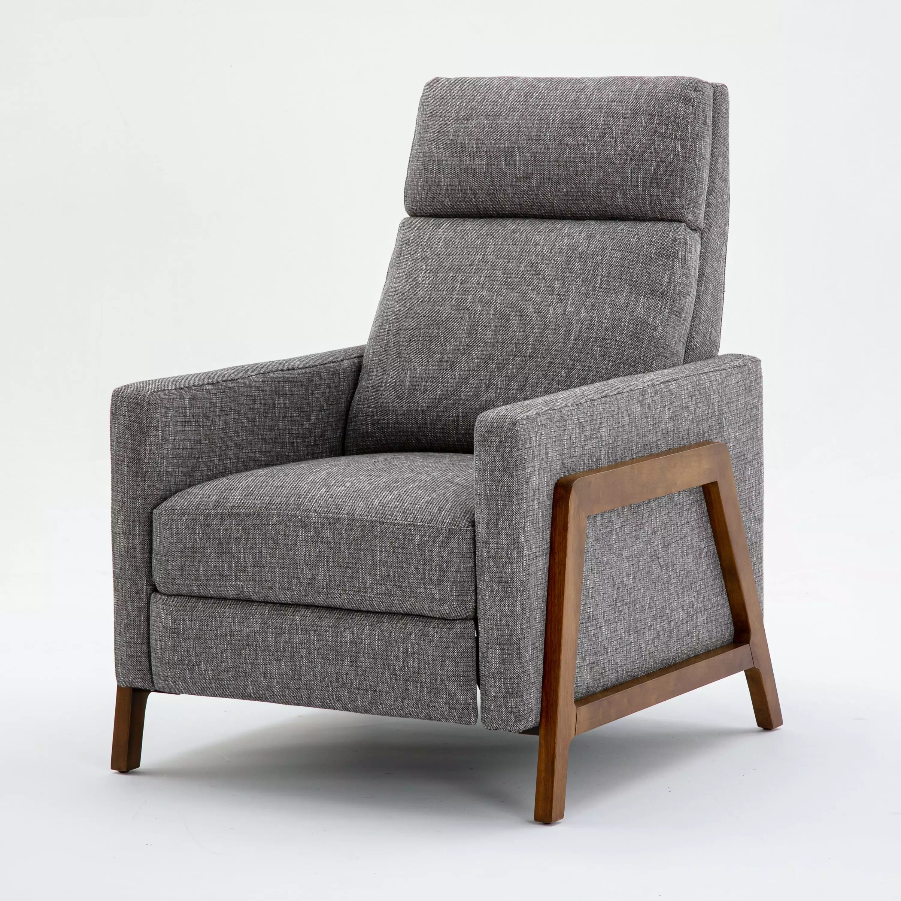 Push Back Recliner Performance Fabric Ashen Grey Plush Living Room Chair Jamini