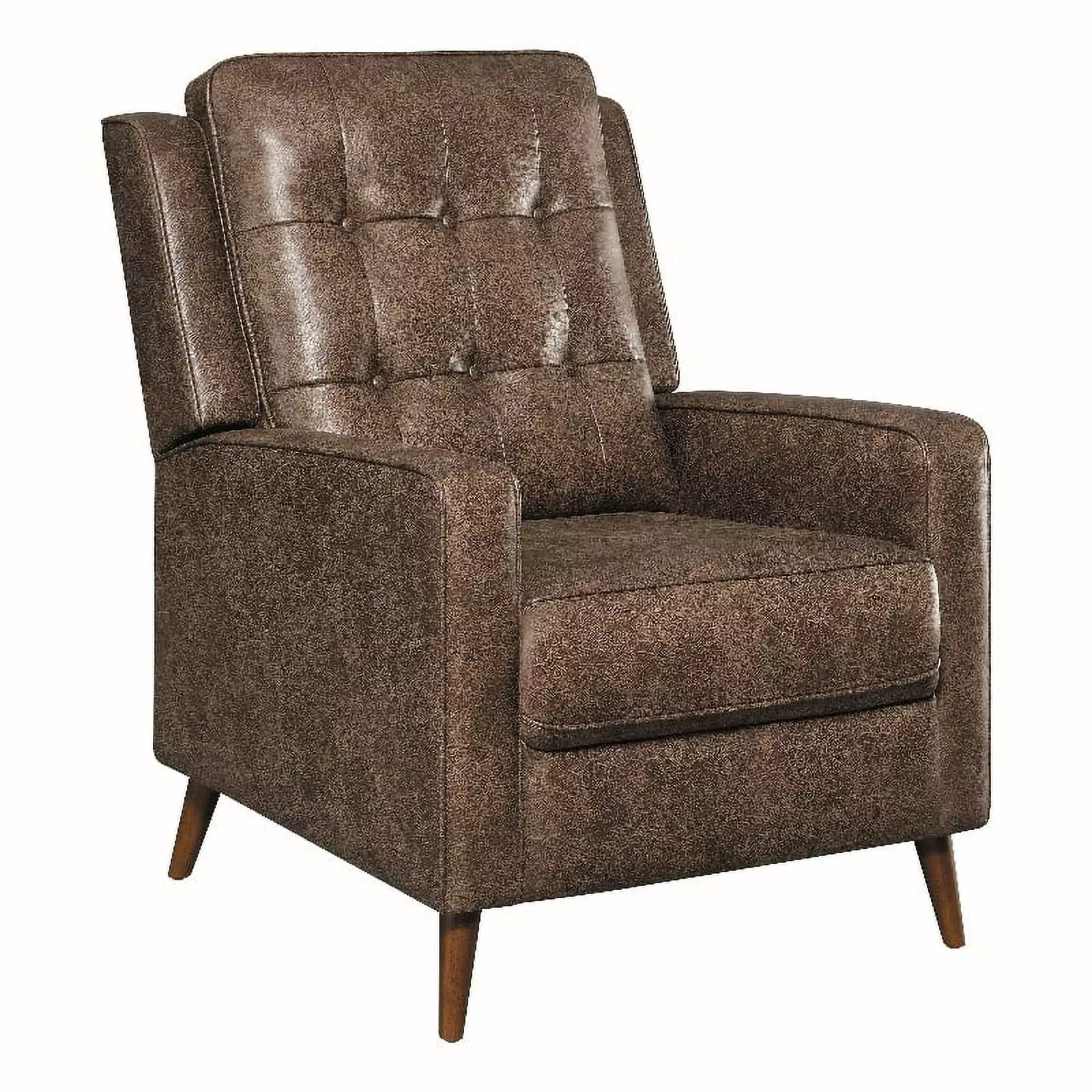 Pemberly Row Faux Leather Tufted Push Back Recliner Brown Living Room Chair