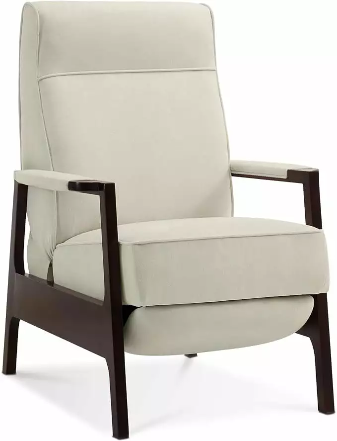 MCombo Pushback Recliner Chair Sofa Solid Wood Armrests Accent Chair Living Room Office Beige