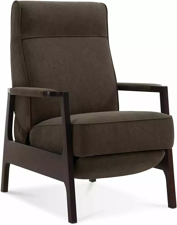MCombo Pushback Recliner Chair Sofa Solid Wood Armrests Accent Chair Living Room Office Coffee