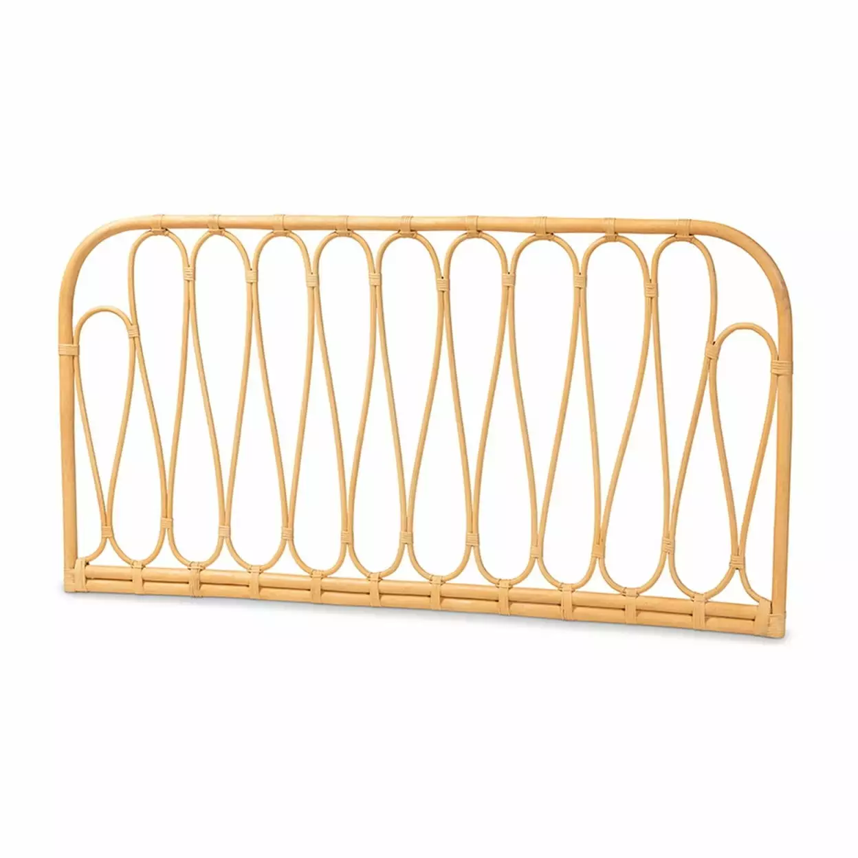 Baxton Studio Carrick Modern Bohemian Rattan Queen Size Wall Mount Headboard Natural Brown Wholesale Interior