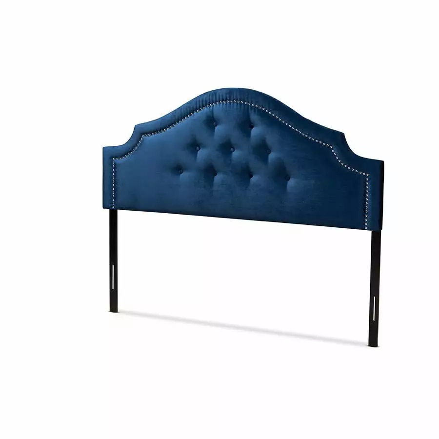 Baxton Studio Cora Modern Contemporary Royal Blue Velvet Fabric Upholstered Queen Size Headboard Wholesale Interiors