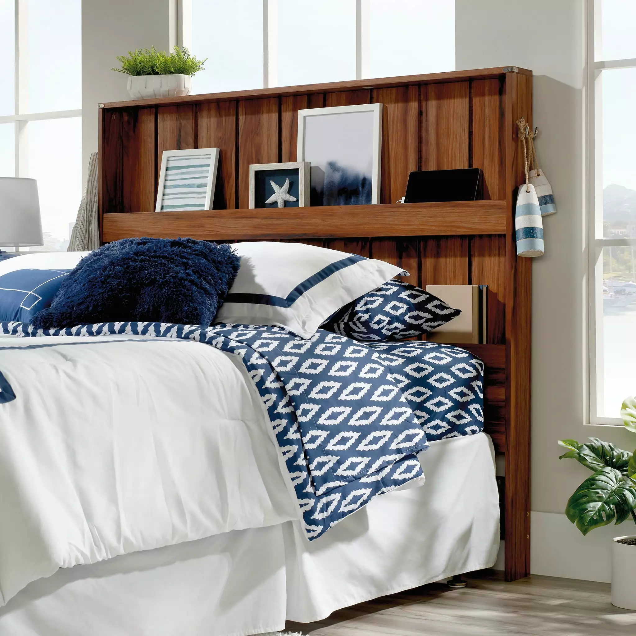 Sauder Vista Key Queen Headboard Blaze Acacia Finish Bedroom