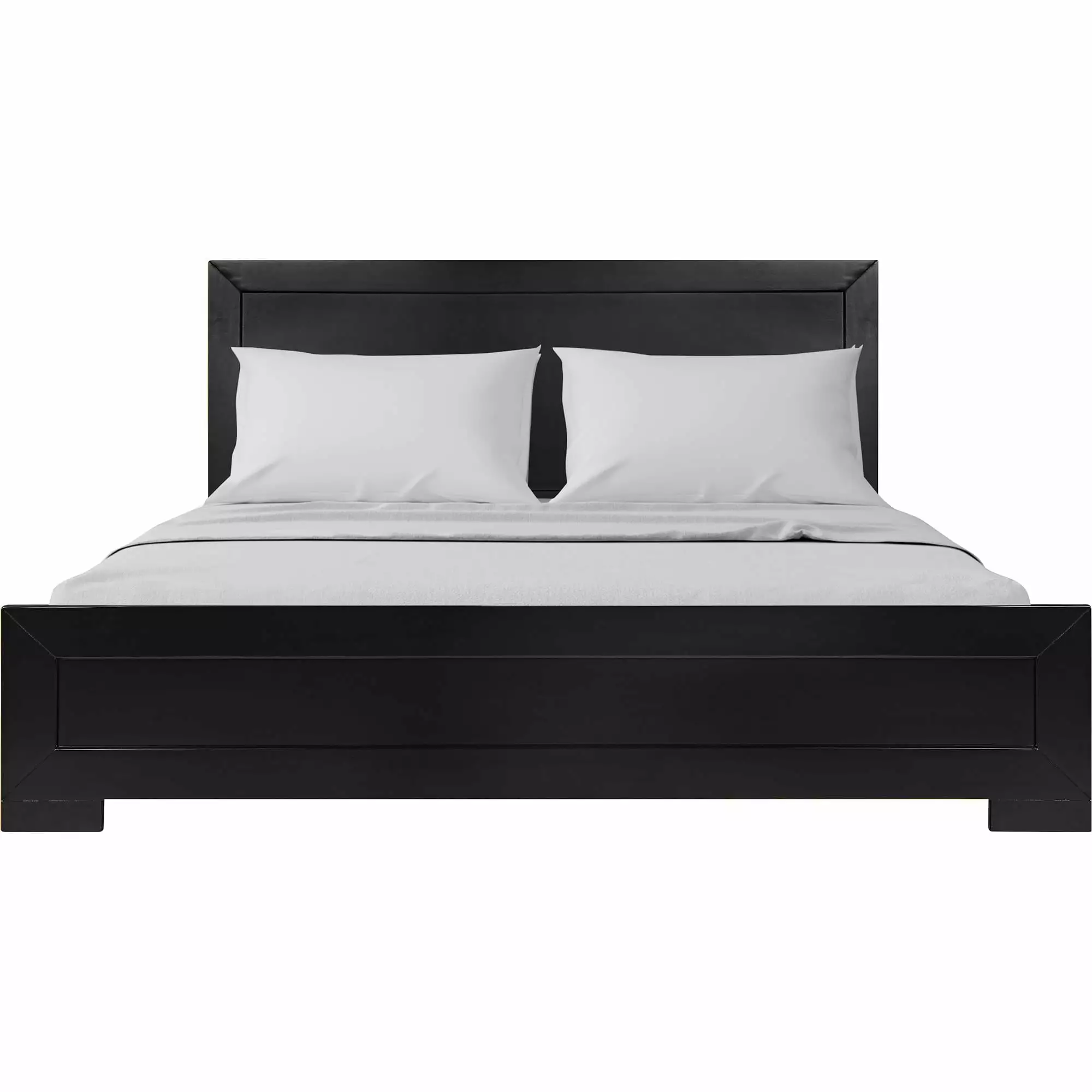 Camden Isle Oxford Platform Bed Paneled Headboard Low Profile Queen Size Black