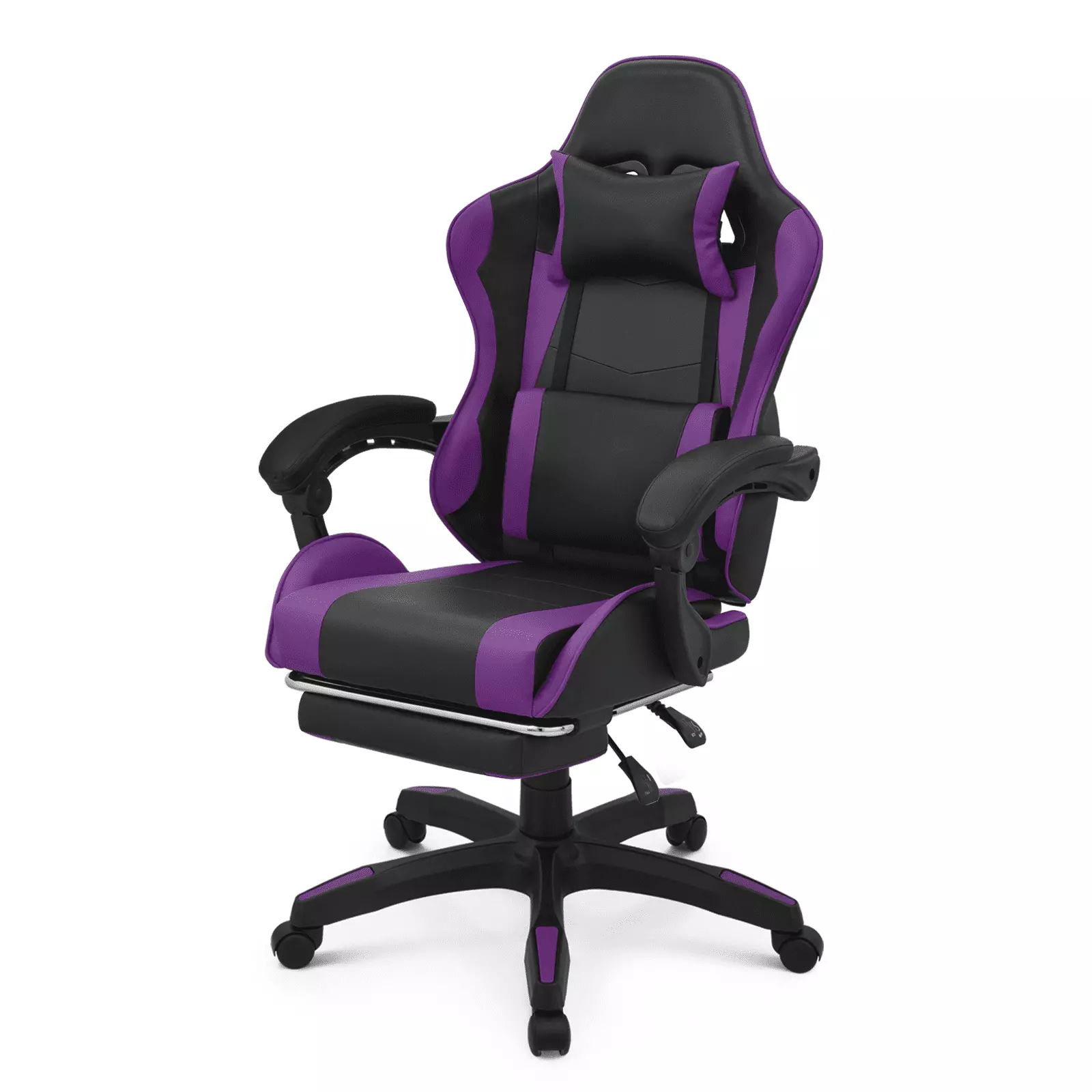 BEZT Gaming Chair Ergonomic Swivel PC Racing Chair Footrest and Lumbar Support - Purple