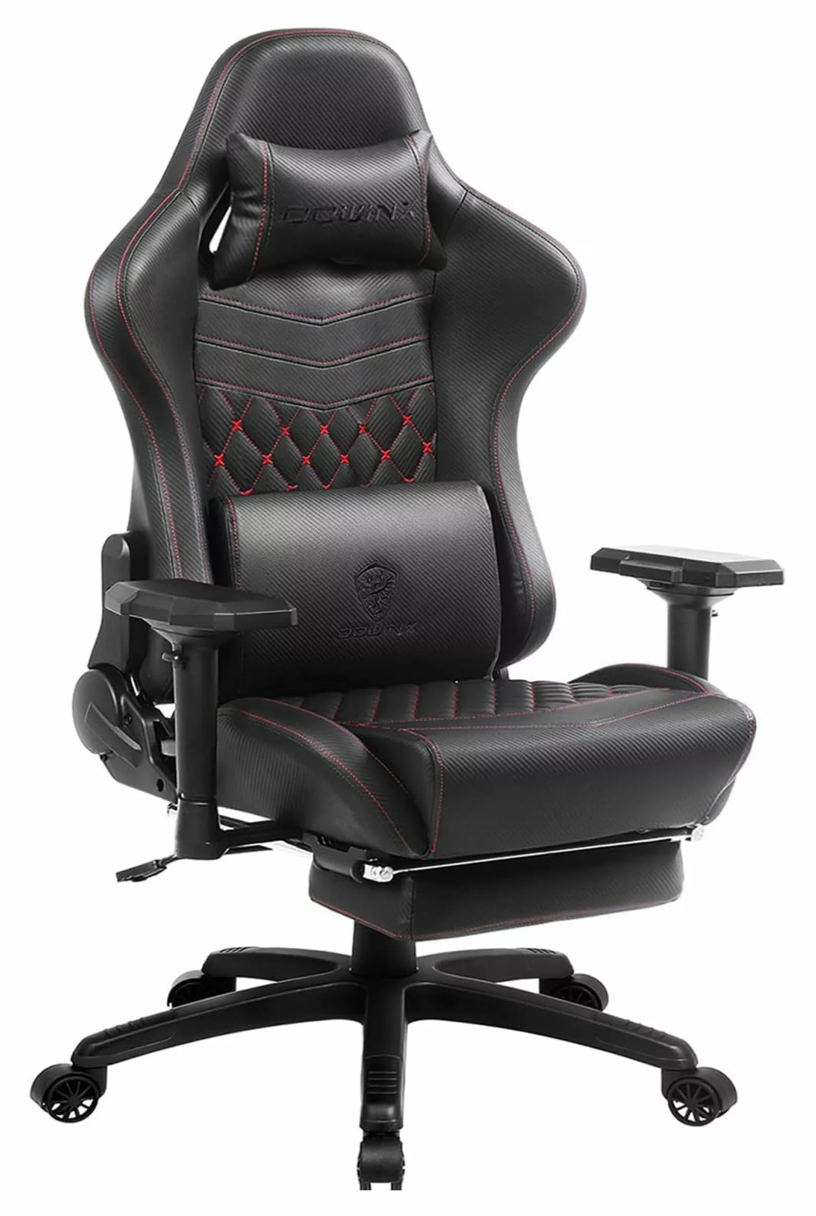 ChicCrest Gaming Chair Ergonomic Racing Recliner Massage Lumbar Support and 4D Armrests - Black