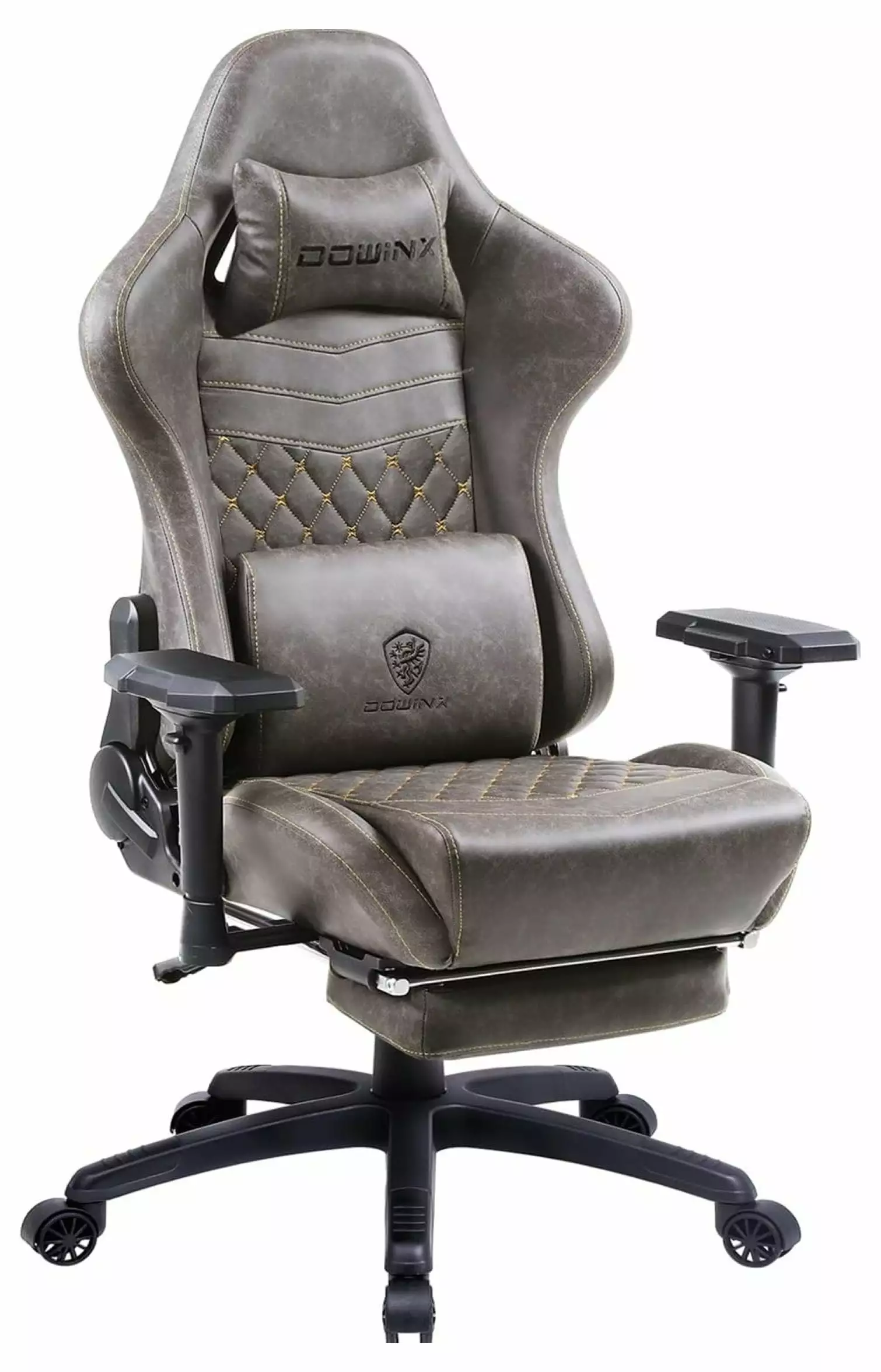 ChicCrest Gaming Chair Ergonomic Racing Recliner Massage Lumbar Support and 4D Armrests - Brown