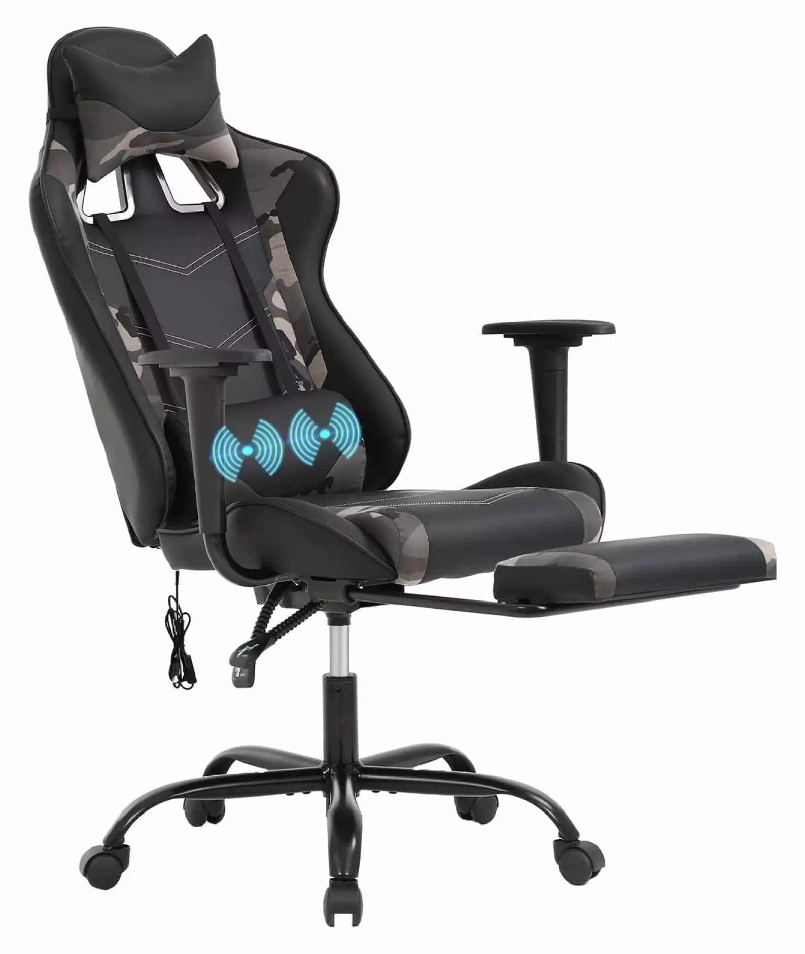 ChicCrest Racing Gaming Chair Office Massage Chair Ergonomic Recliner Computer Desk PU Leather Lumbar Support Footrest Camo