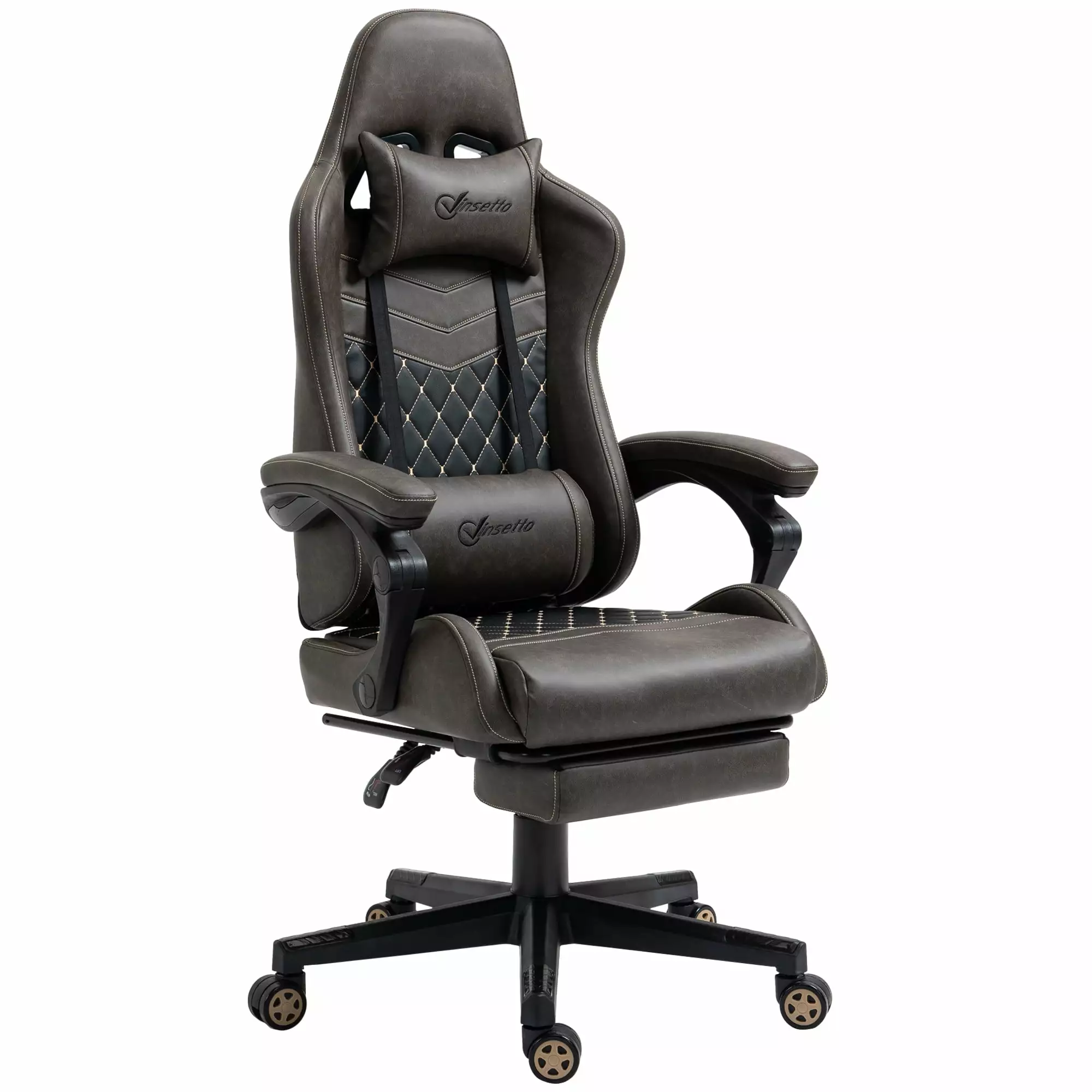 Racing Gaming Chair Diamond PU Leather Office Gamer Chair High Back Swivel Recliner Footrest Lumbar Support Adjustable Hei...
